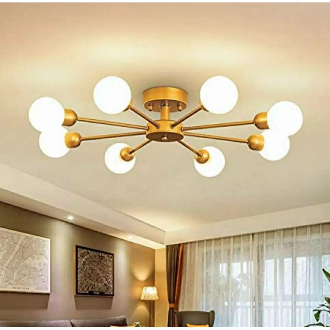 لوستر آویز 8 شاخه مدرن مدل خورشیدی رنگ طلایی