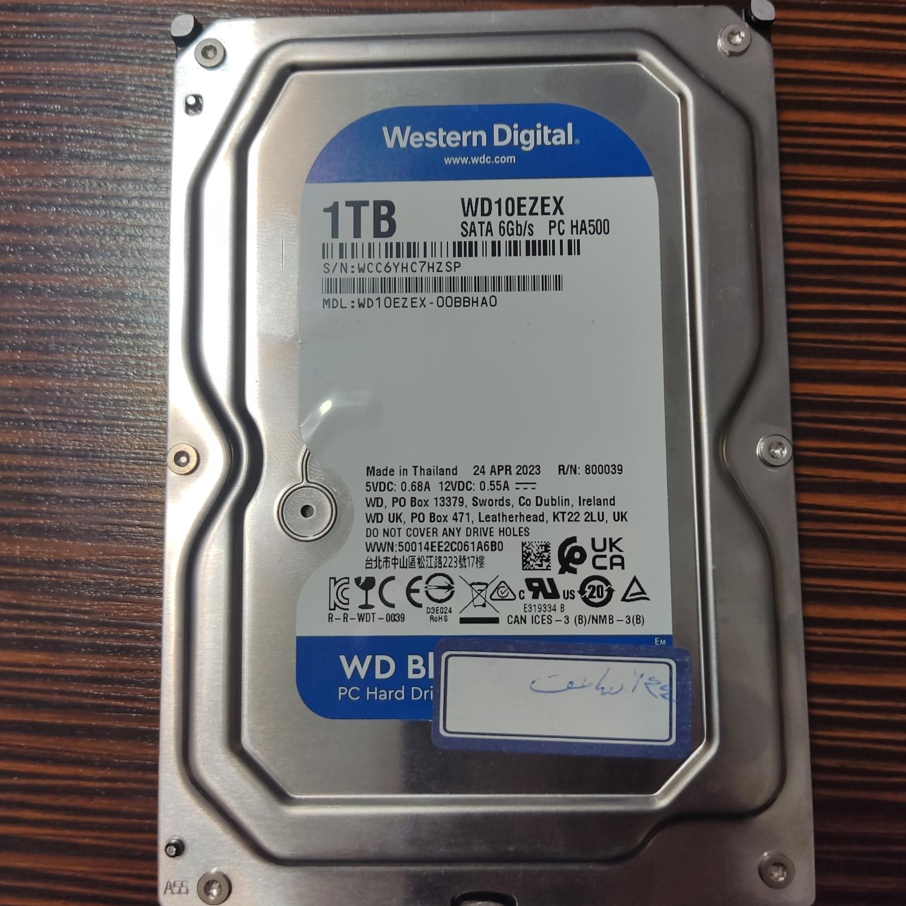 هارد 1 ترابایت وسترن آبی کارکرد 644 ساعت