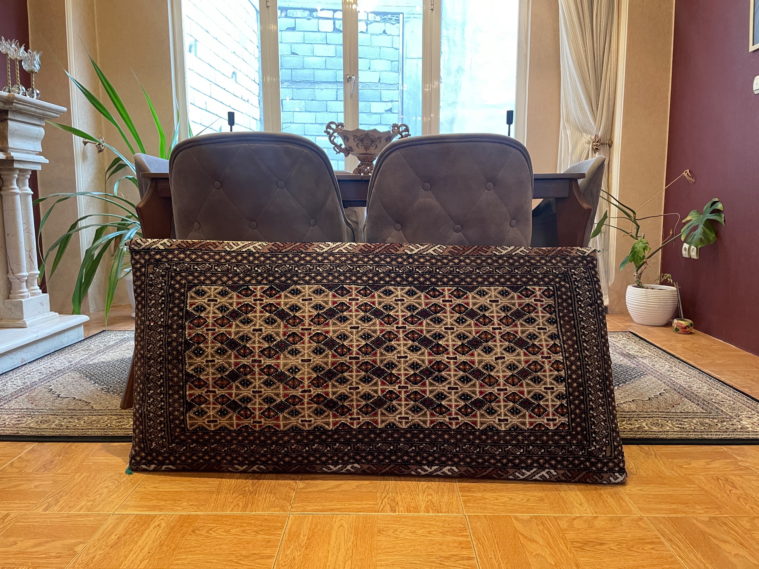 پشتی دستباف ترکمن پشم