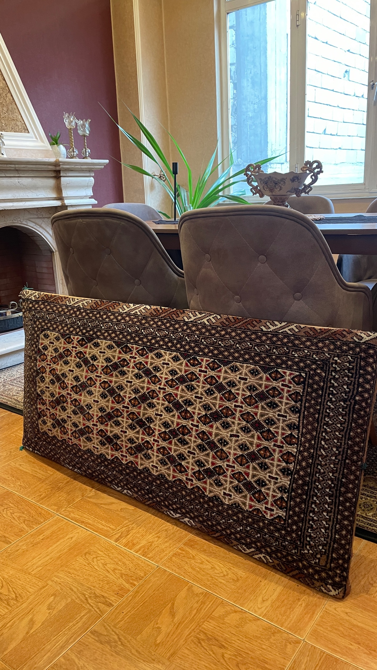 پشتی دستباف پشم طرح ترکمن