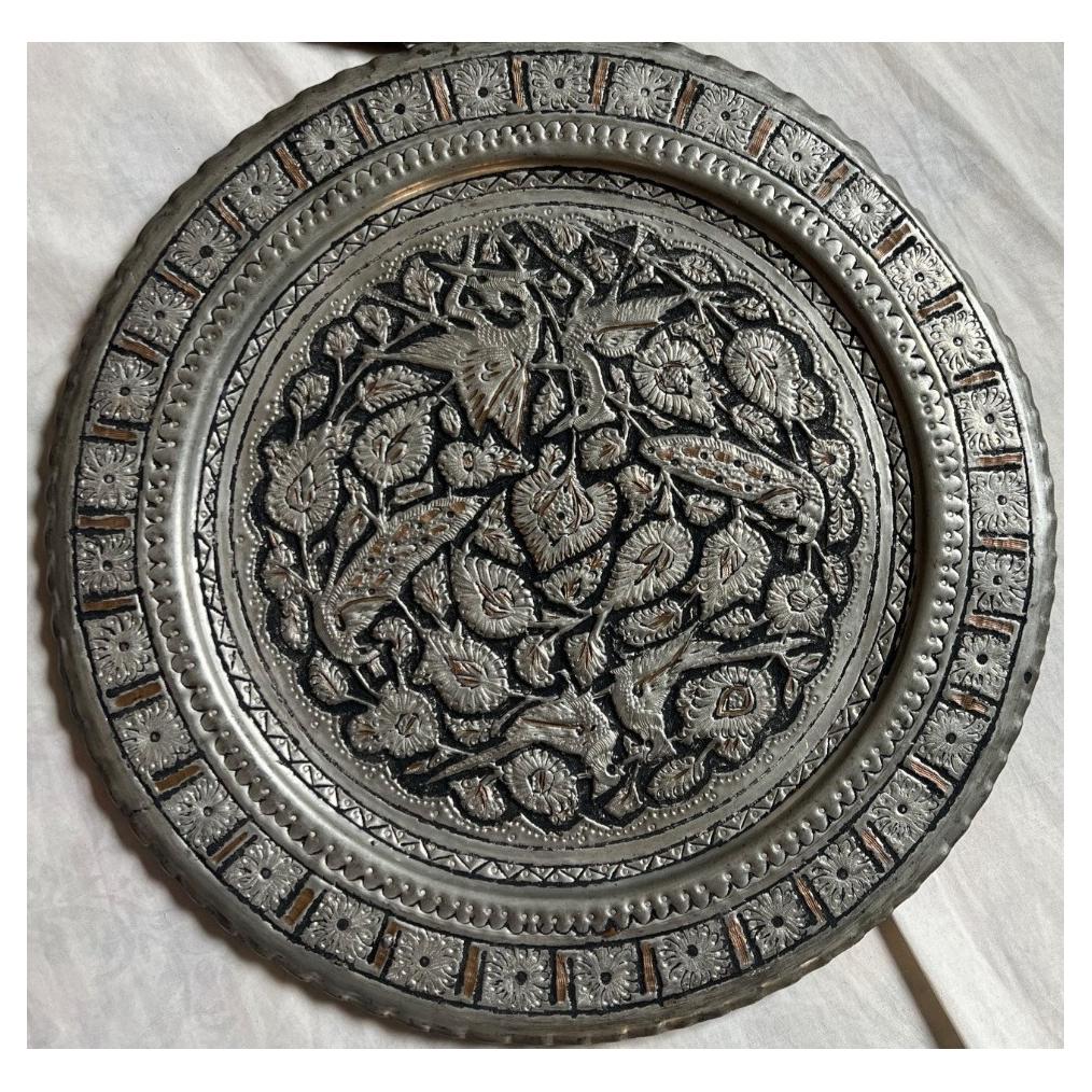 دیوارکوب مسی طرح گل و مرغ قطر 40 سانت