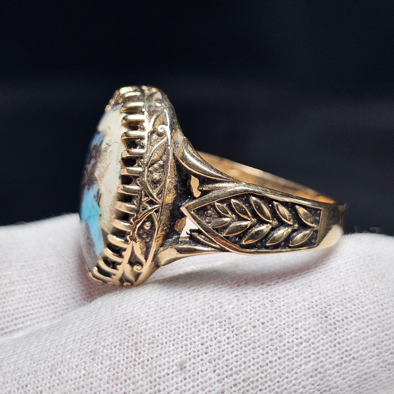 سنگ طبیعی فیروزه معدنی(ابکاری نقره ای)کد37838