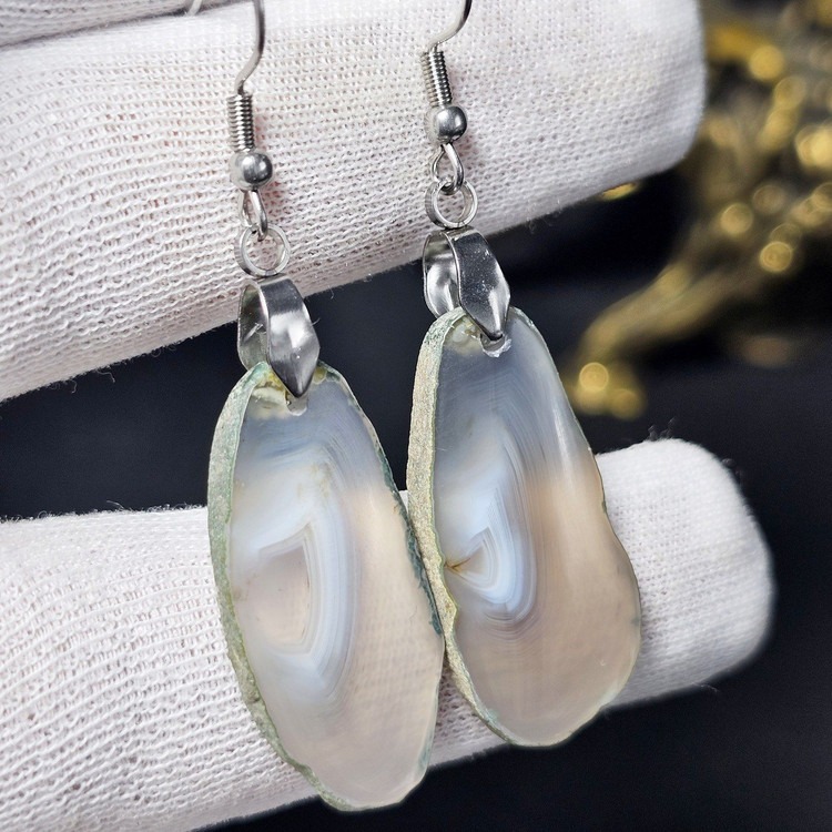 گوشواره اسلایس سنگ طبیعی عقیق معدنی 37578