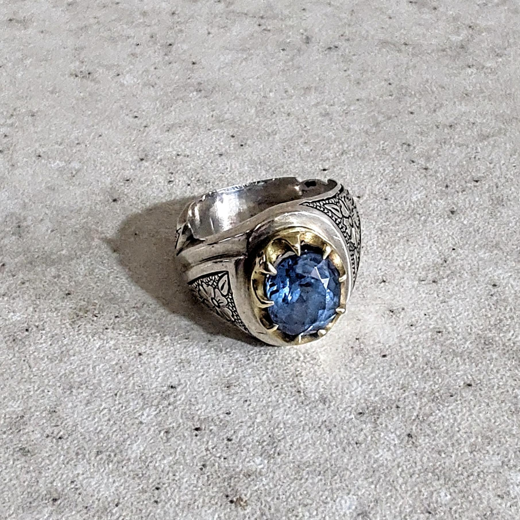 انگشتر دستساز قلم زنی توپاز (حدود 8 قیراطی)