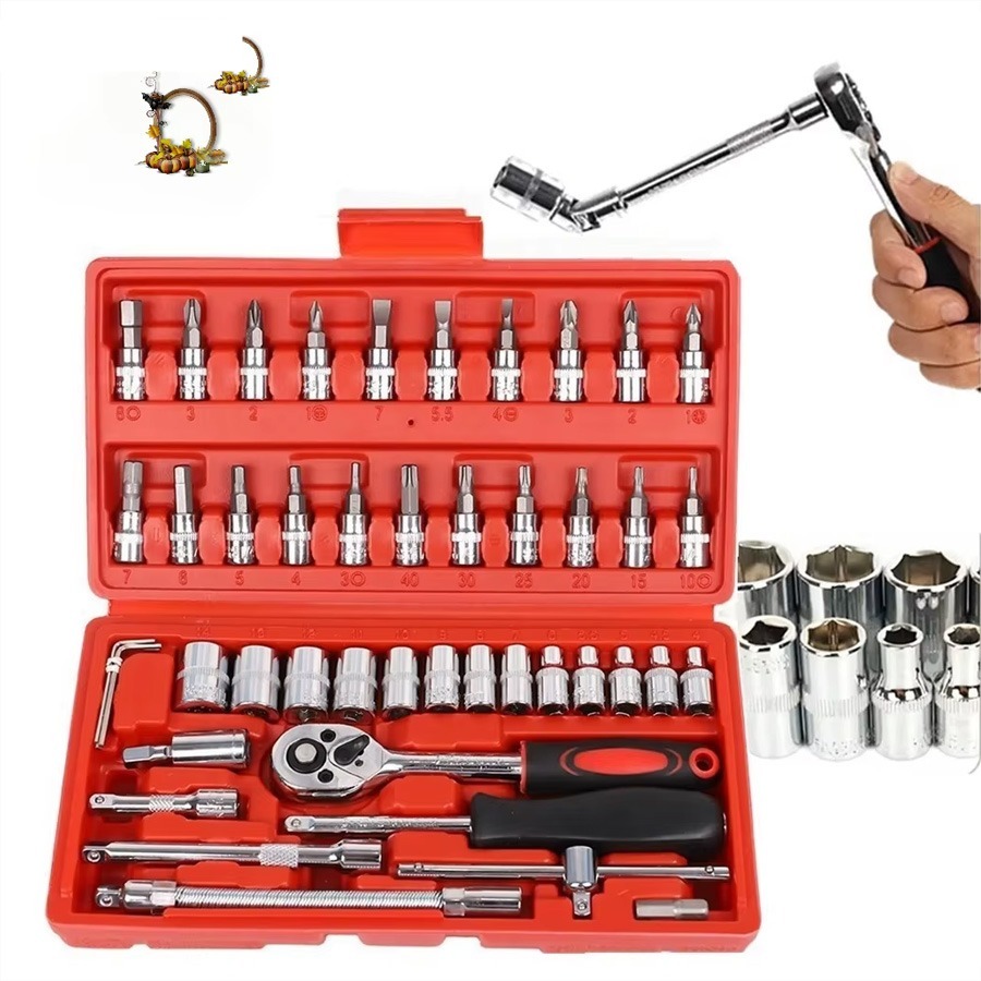 جعبه 46 پارچه آچار و سری بکس و پیچ گوشتی