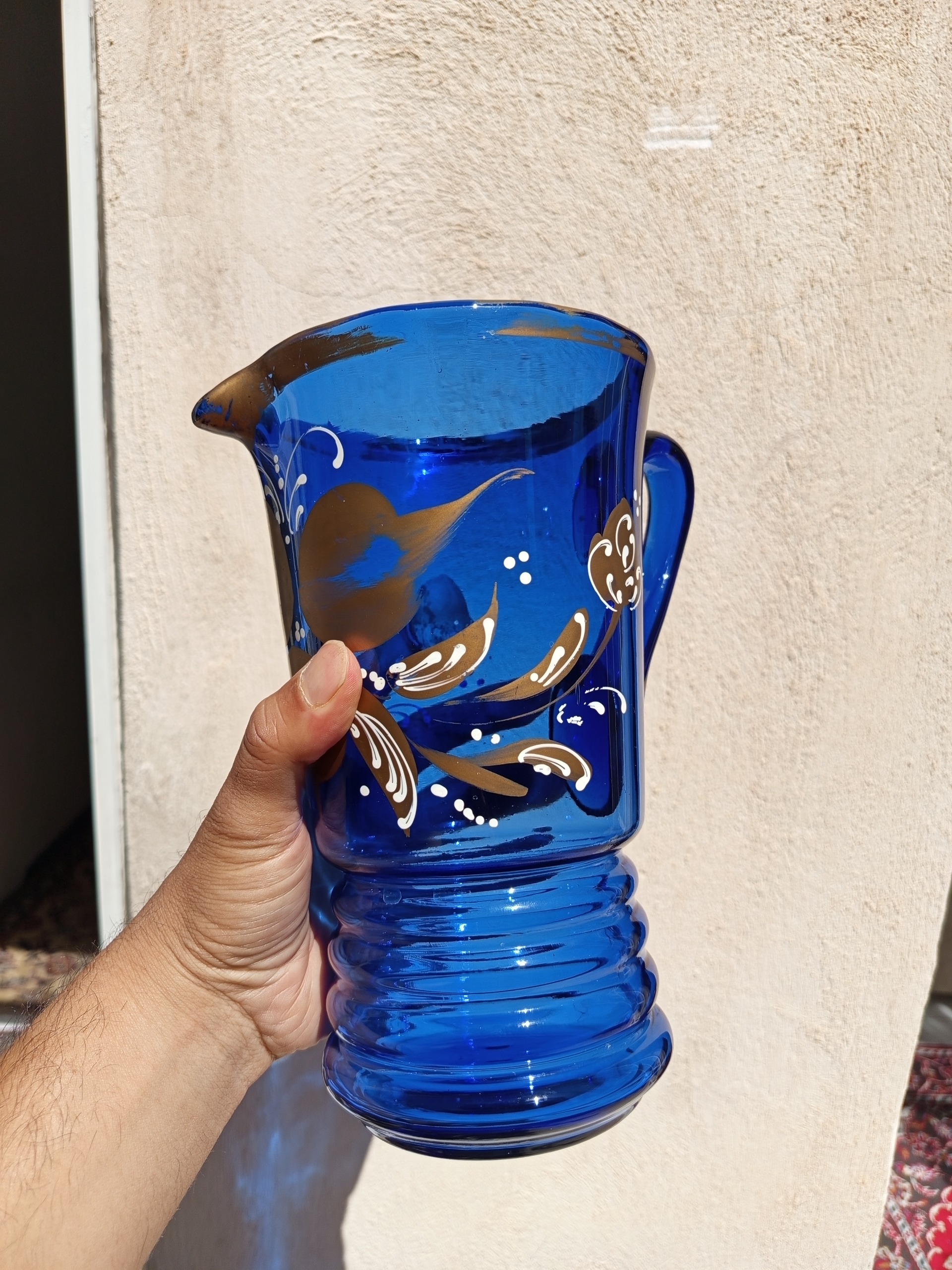 یک دست کامل پارچ و لیوان ابی رنگ زیبا و قشنگ