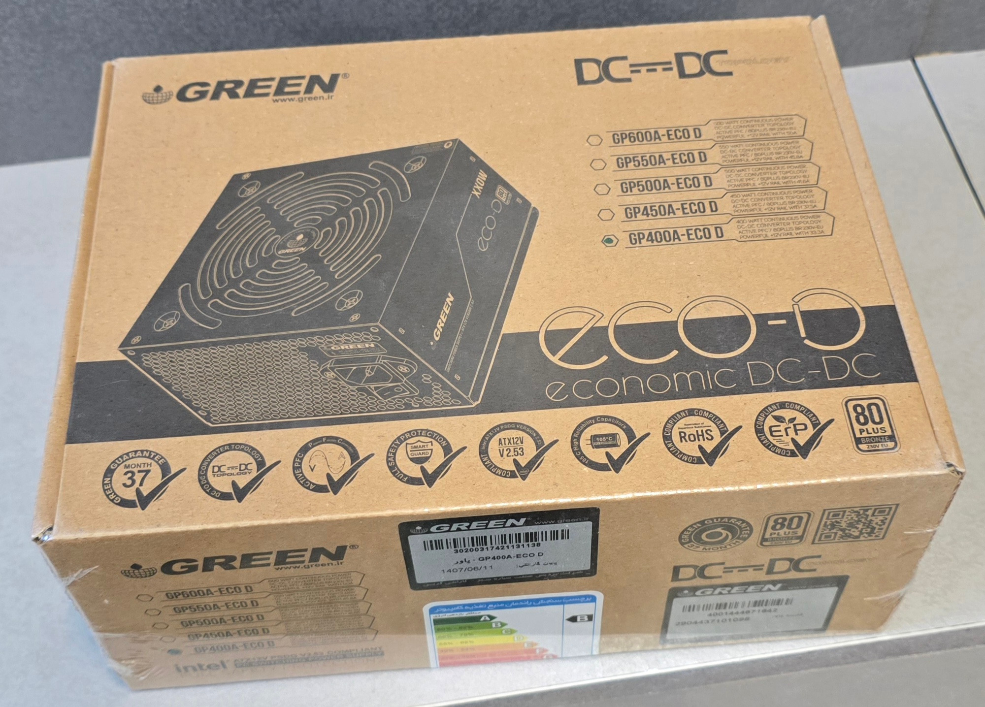 پاور کامپیوتر گرین GP400A-ECO D آکبند گارانتی 2سال