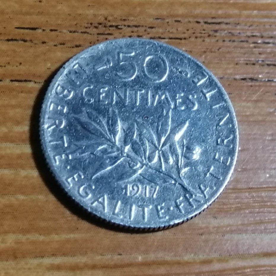  50 سنتیم نقره فرانسه 1917  کد 3716