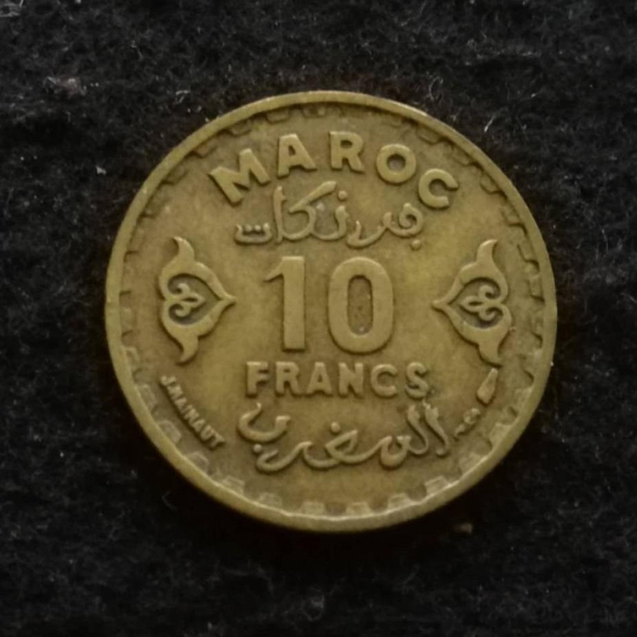 10 فرانک مراکش ( مغرب ) 1952 - 1371 کد 4128