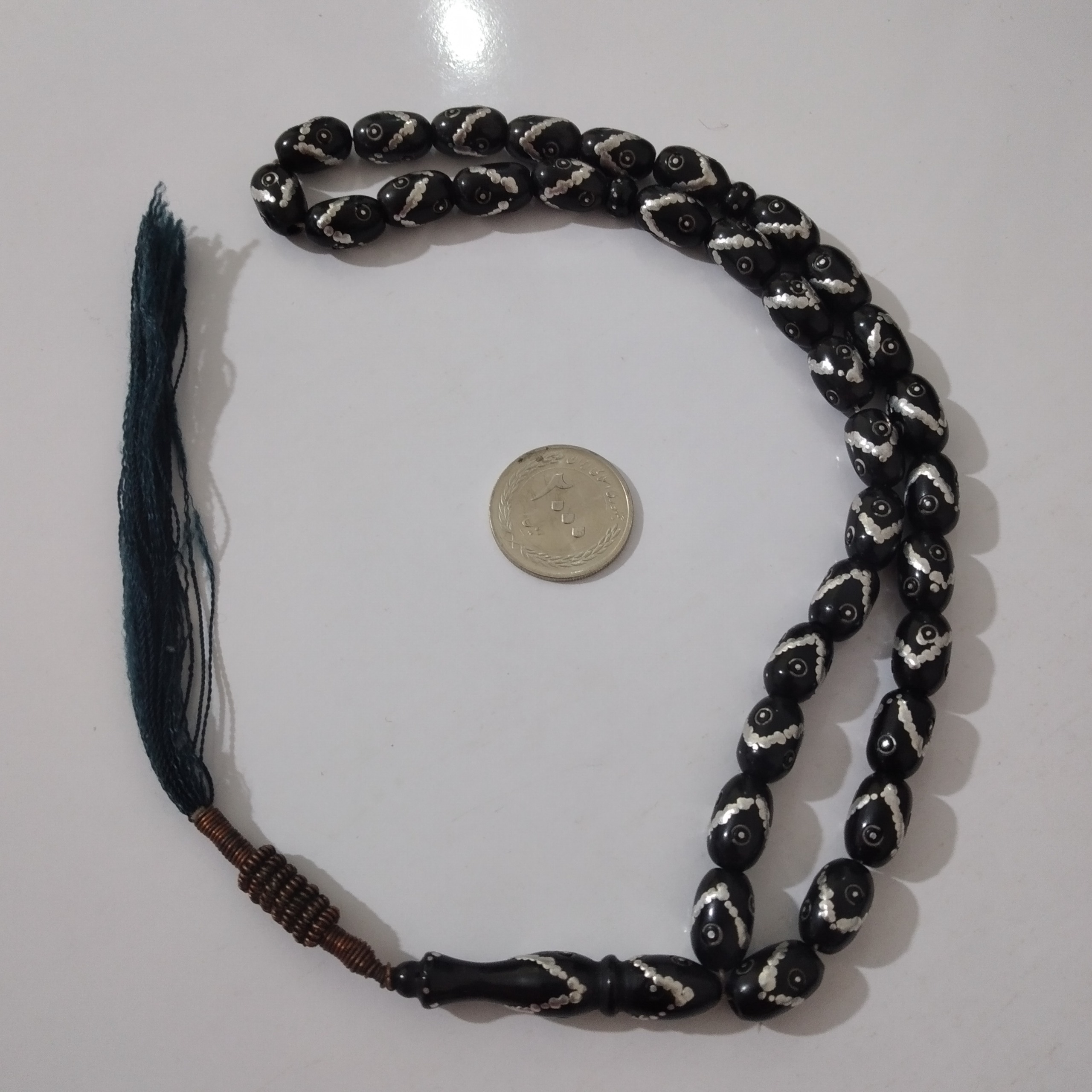 تسبیح نقره کوب قدیمی نقره کوب