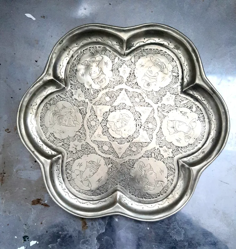 سینی ورشو قاجاری شش گوش