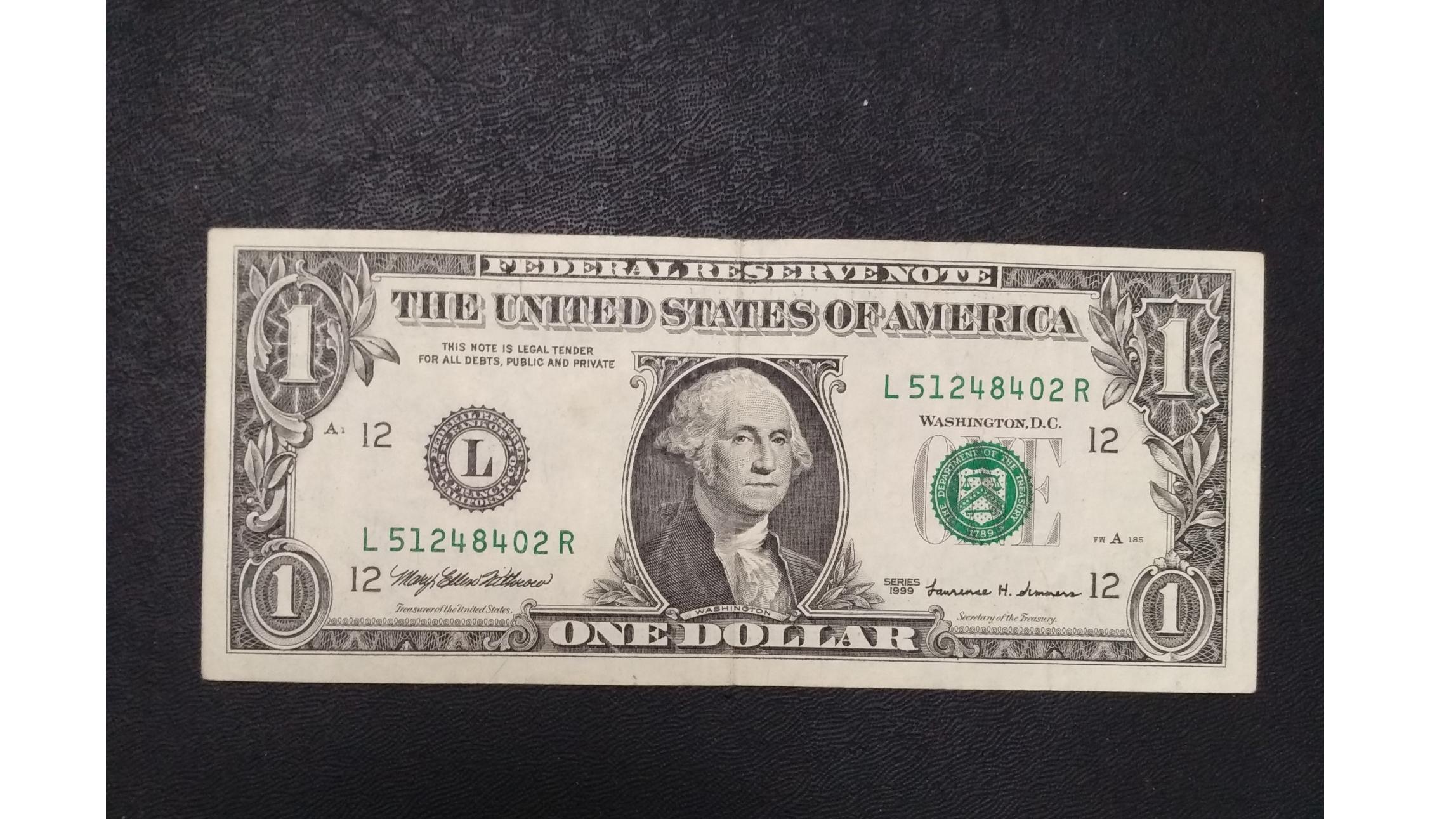 1 دلاری چاپ 1999 میلادی سری فوق العاده کمیاب R