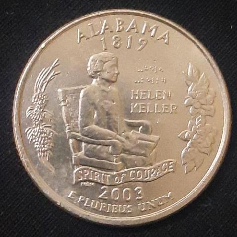 سکه25سنت یادبودی امریکا ایالت الاباما 2003P