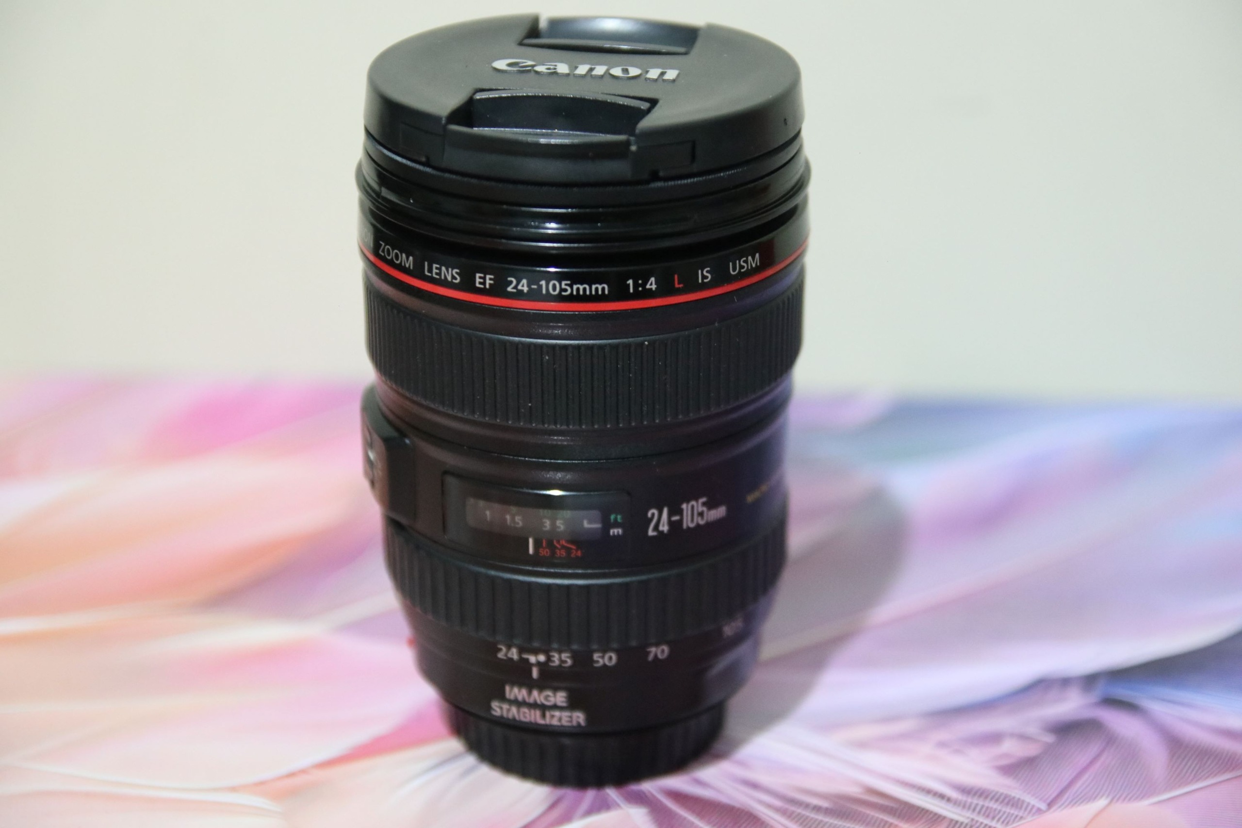 لنز کانن 24-105 F/4L با کیف و جعبه درحد