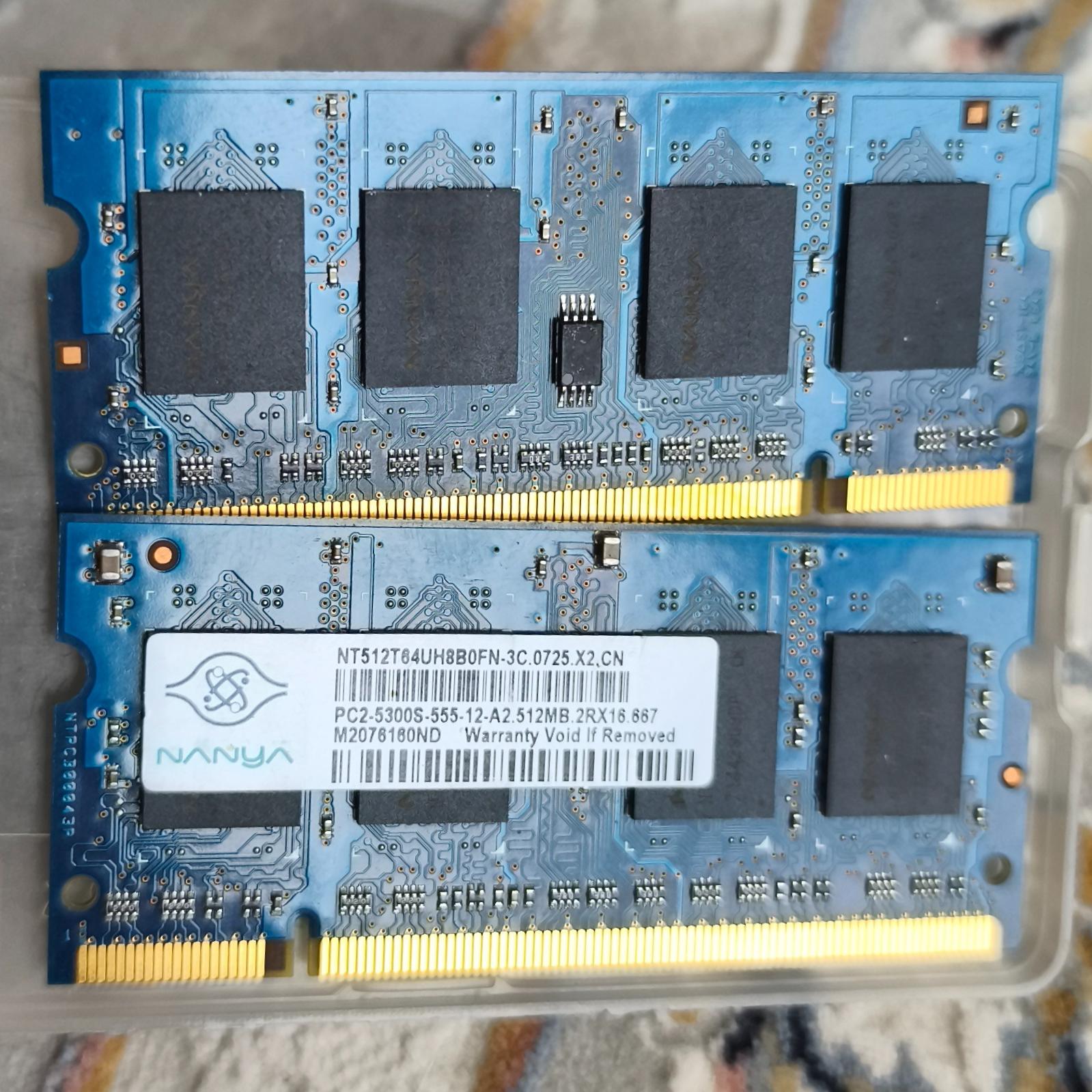 دو عدد رم لپ تاپ ddr2 512 nanya