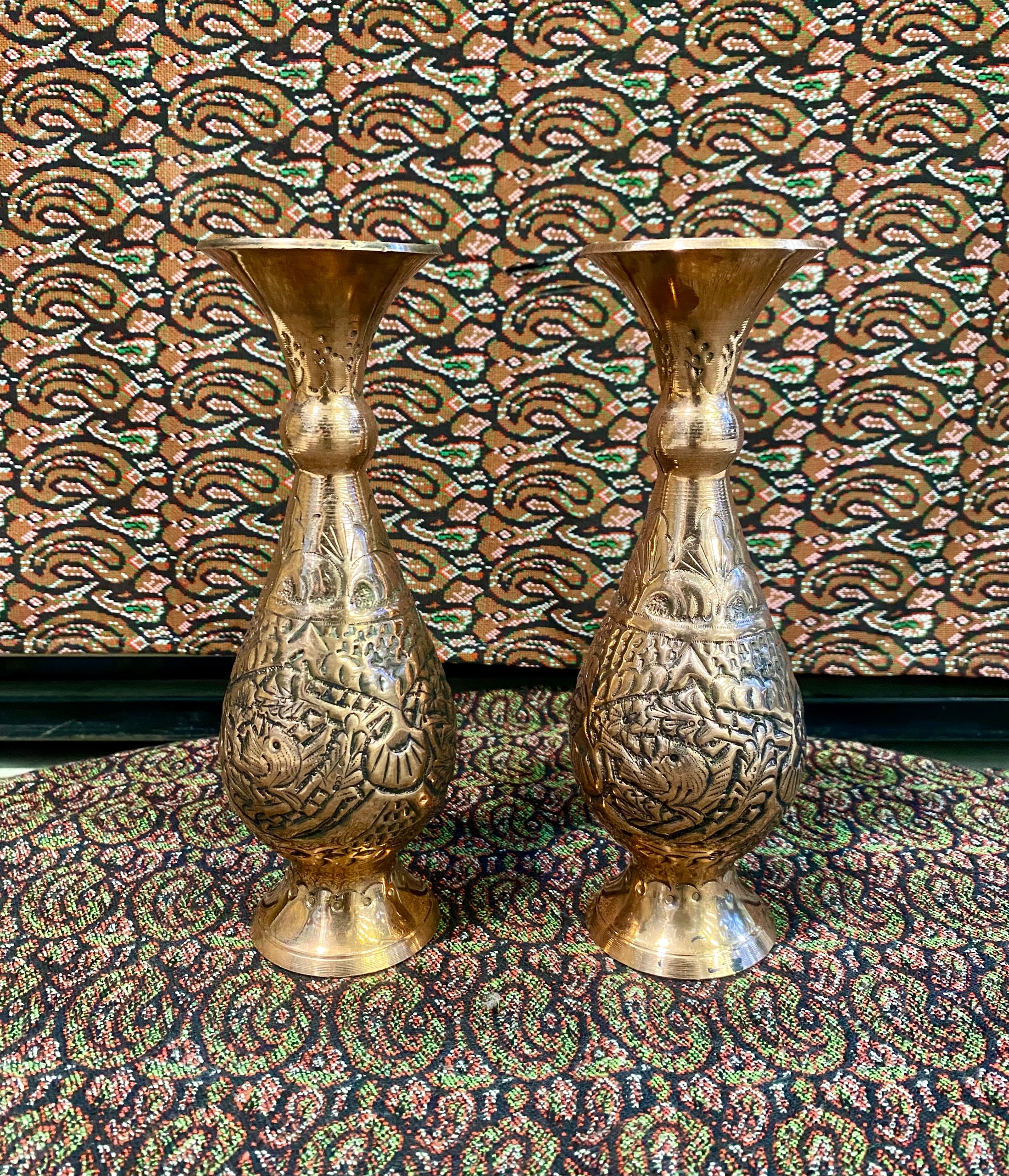 جفت گلدان مسی قلم