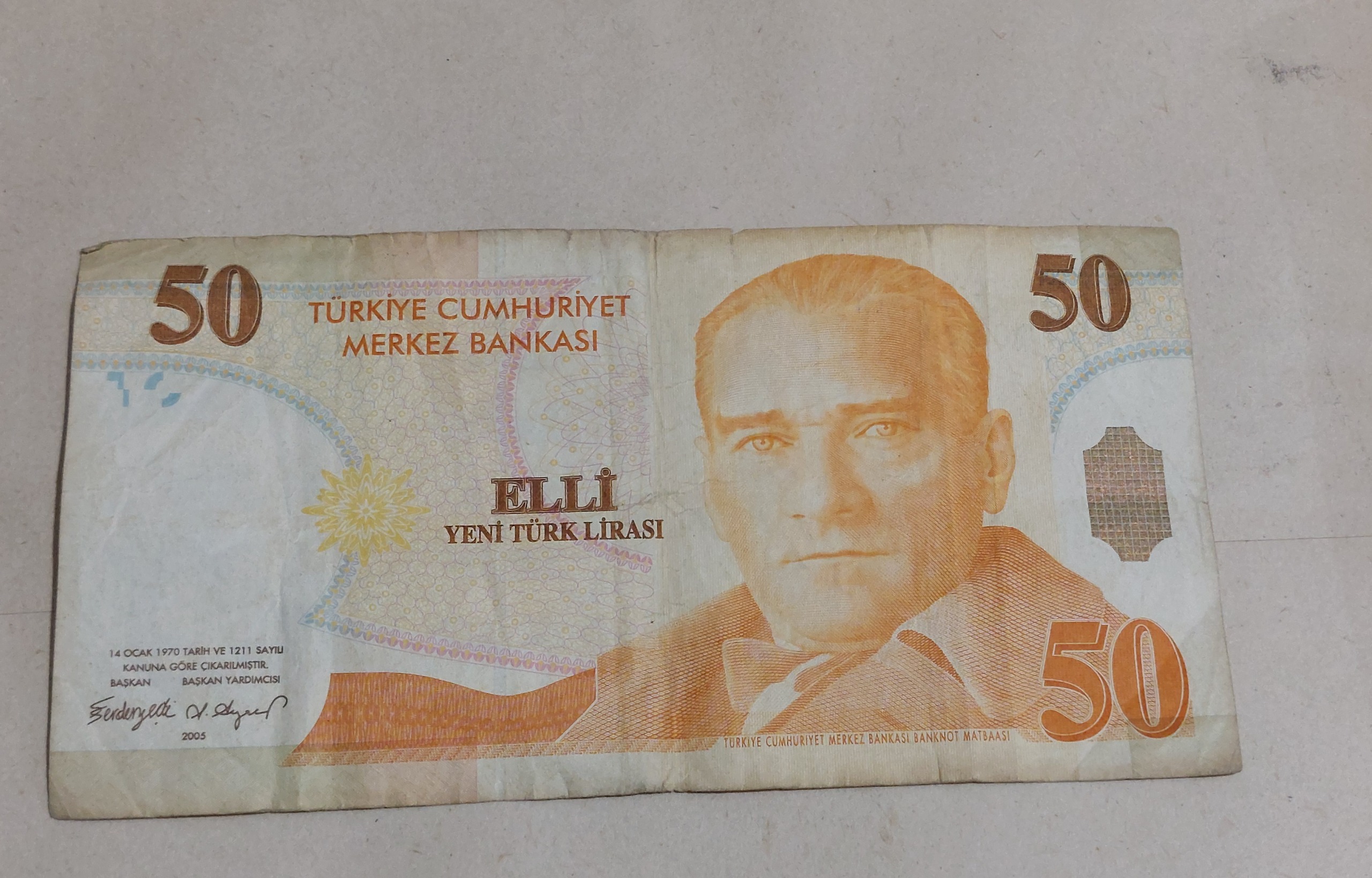 اسکناس نایاب 50 لیر ترکیه آتاتورک