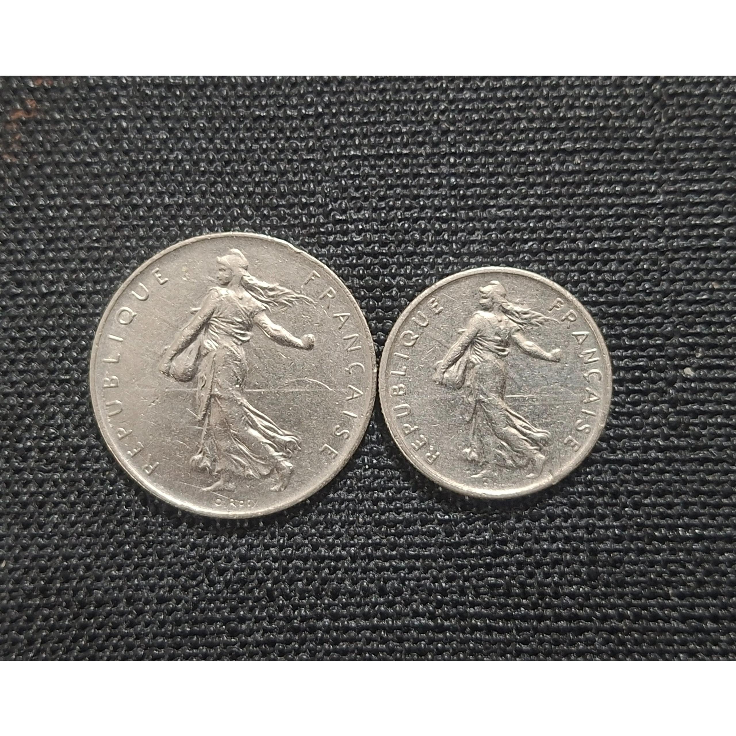 سکه های 1 و 1.5 فرانک فرانسه . 1970