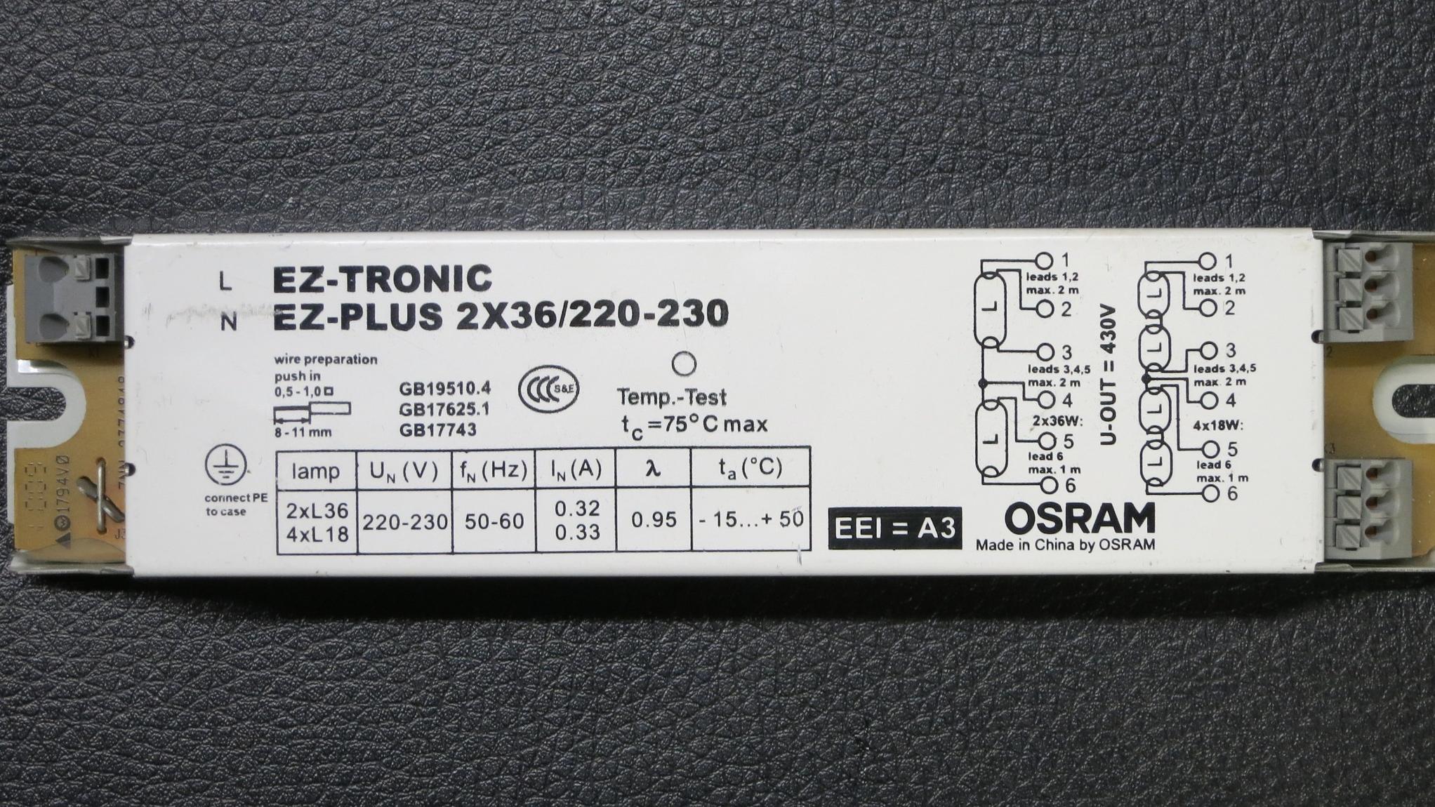 بالاست الکترونیکی 1836/42 وات مارک OSRAM