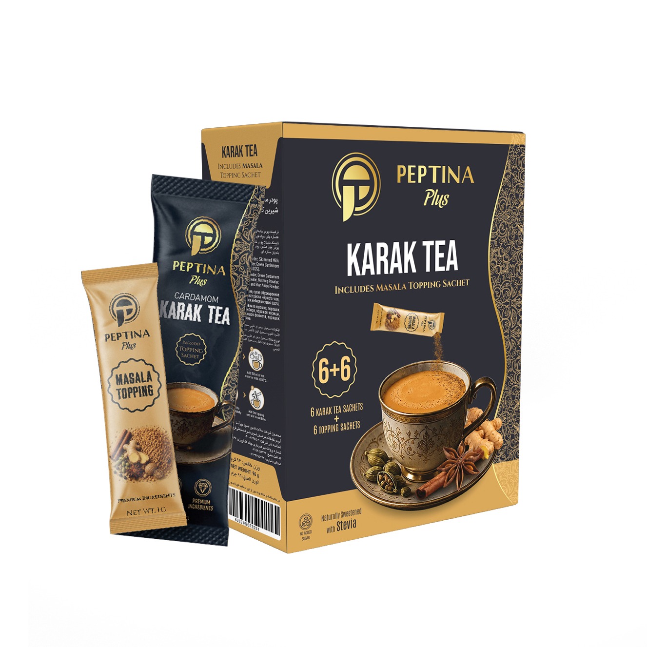 چای کرک با تاپینگ ماسالا بدون قند پپتینا 6 عددی