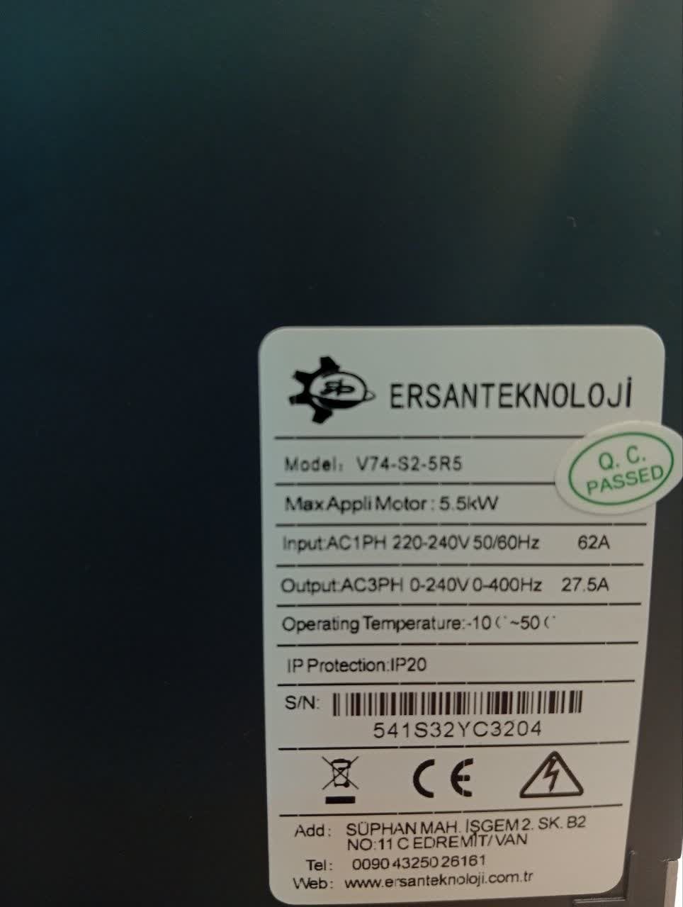 اینورتر تکفاز سافت پاور 5.5 کیلو وات مدلV74-S2-5R5