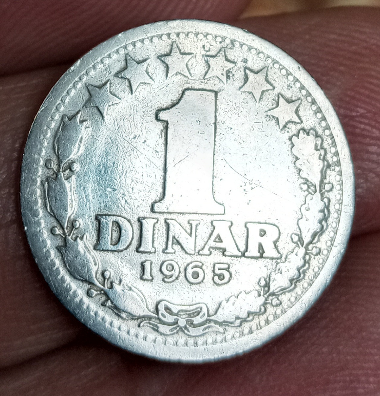 سکه سال 1965 یک دینار مقارن پهلوی حد نو