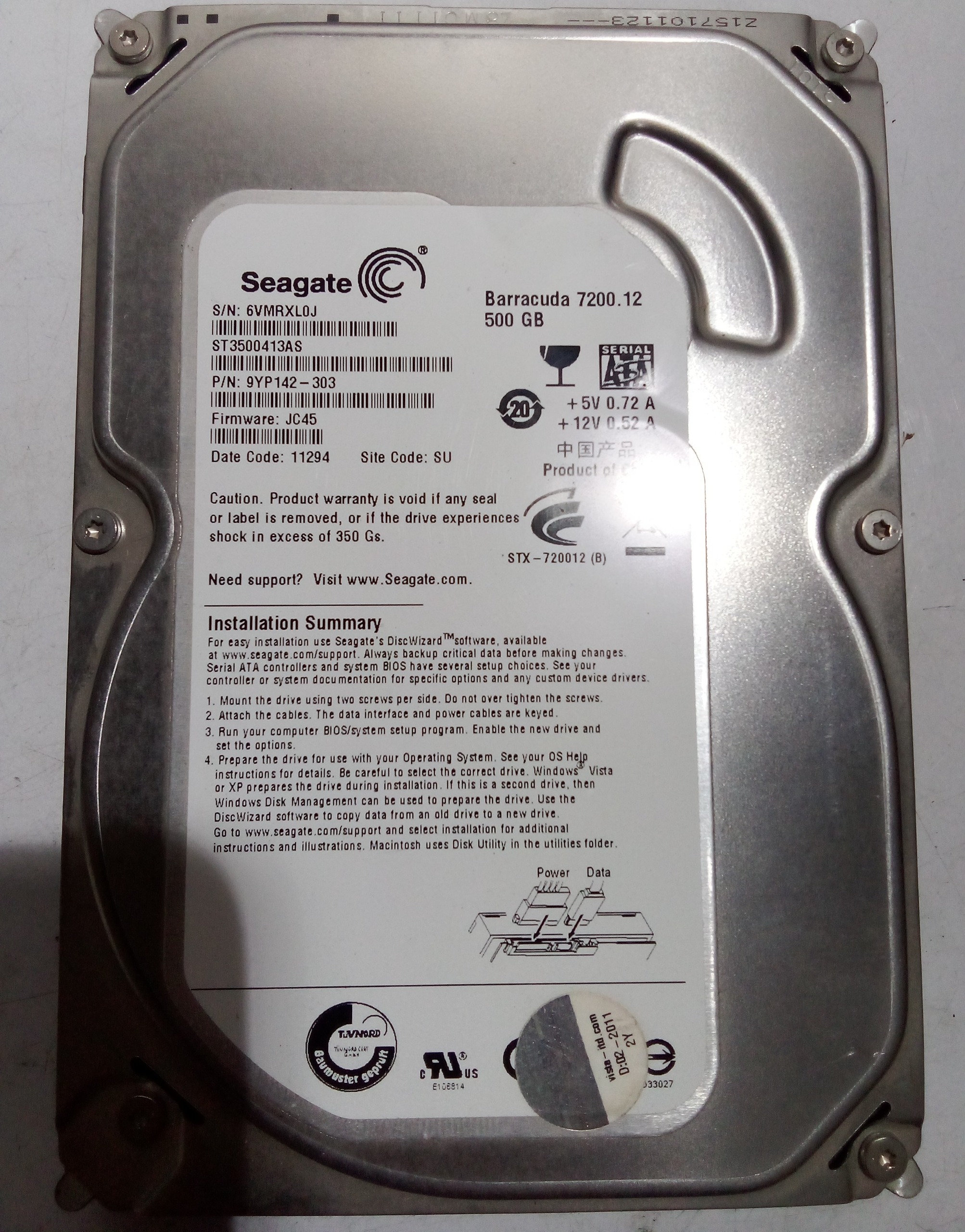 هارد سیگیت 500 گیگ سلامت 100 کارکرد 16 روز