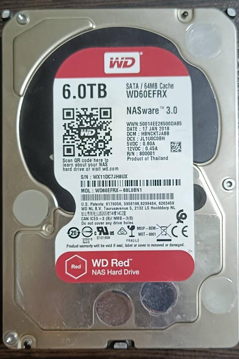 WD Red ظرفیت 6 ترا 100 درصد سالم همراه با تصویر تست