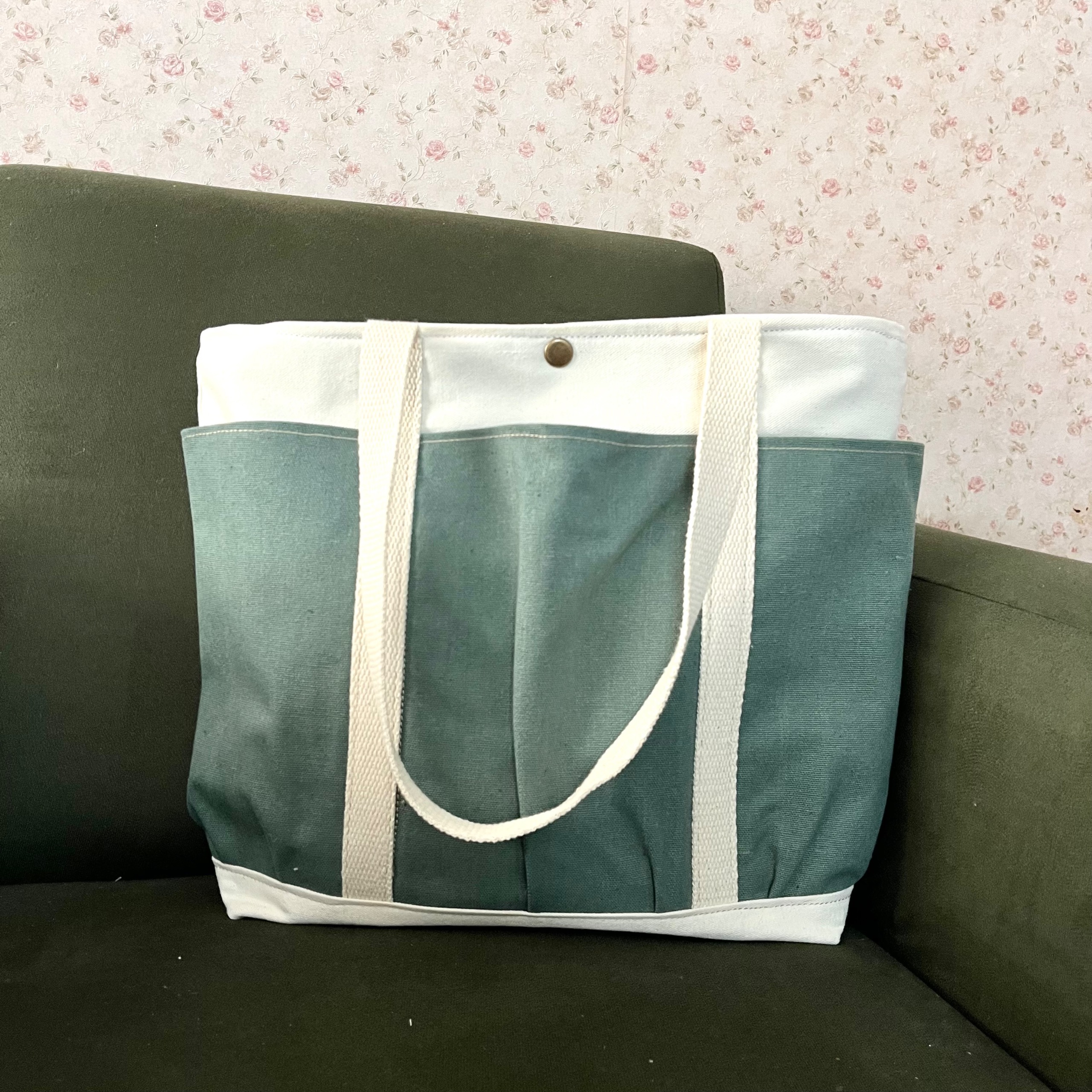 توت بگ پارچه ای سه جیب زیپ دار سبز تیره
