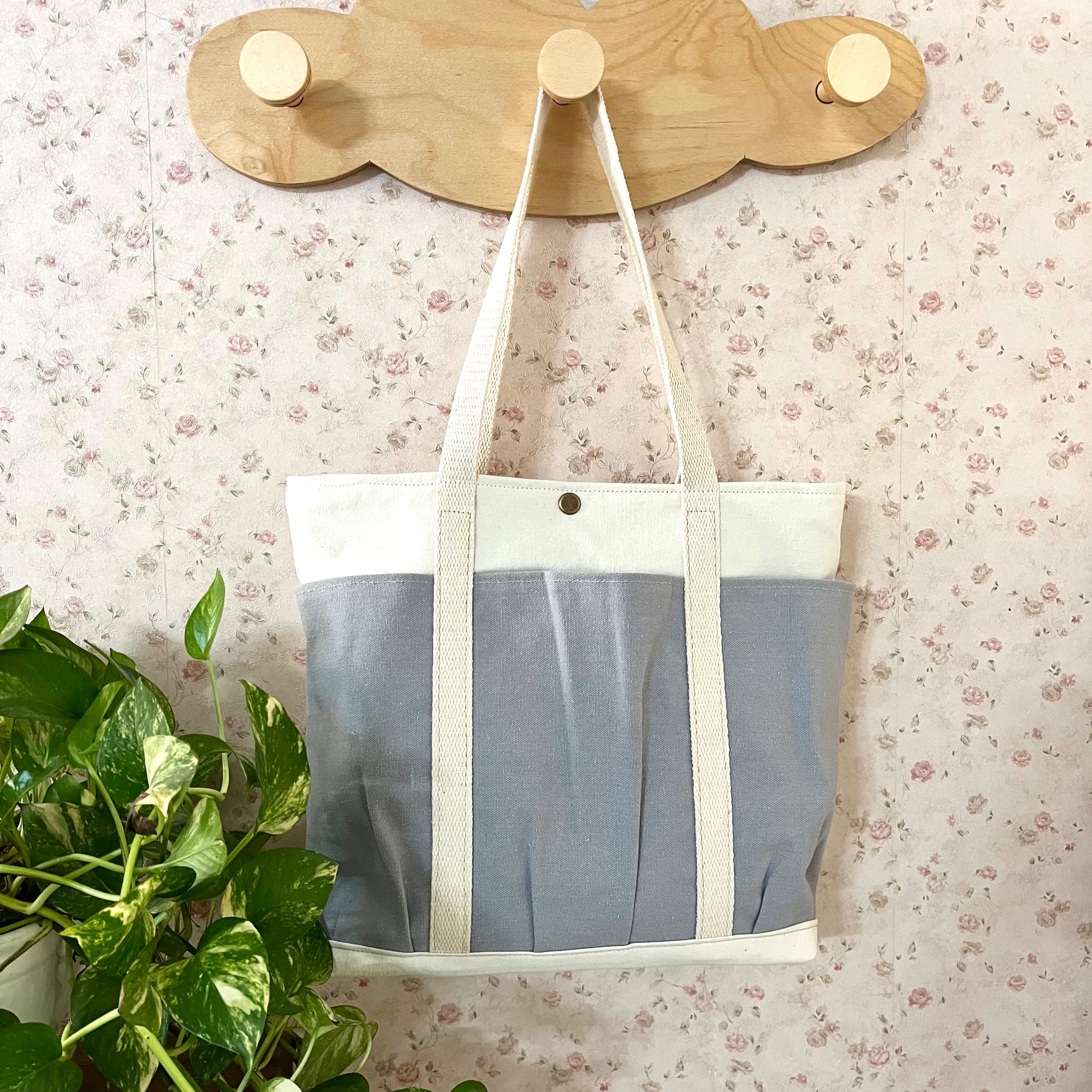 توت بگ پارچه ای سه جیب زیپ دار طوسی