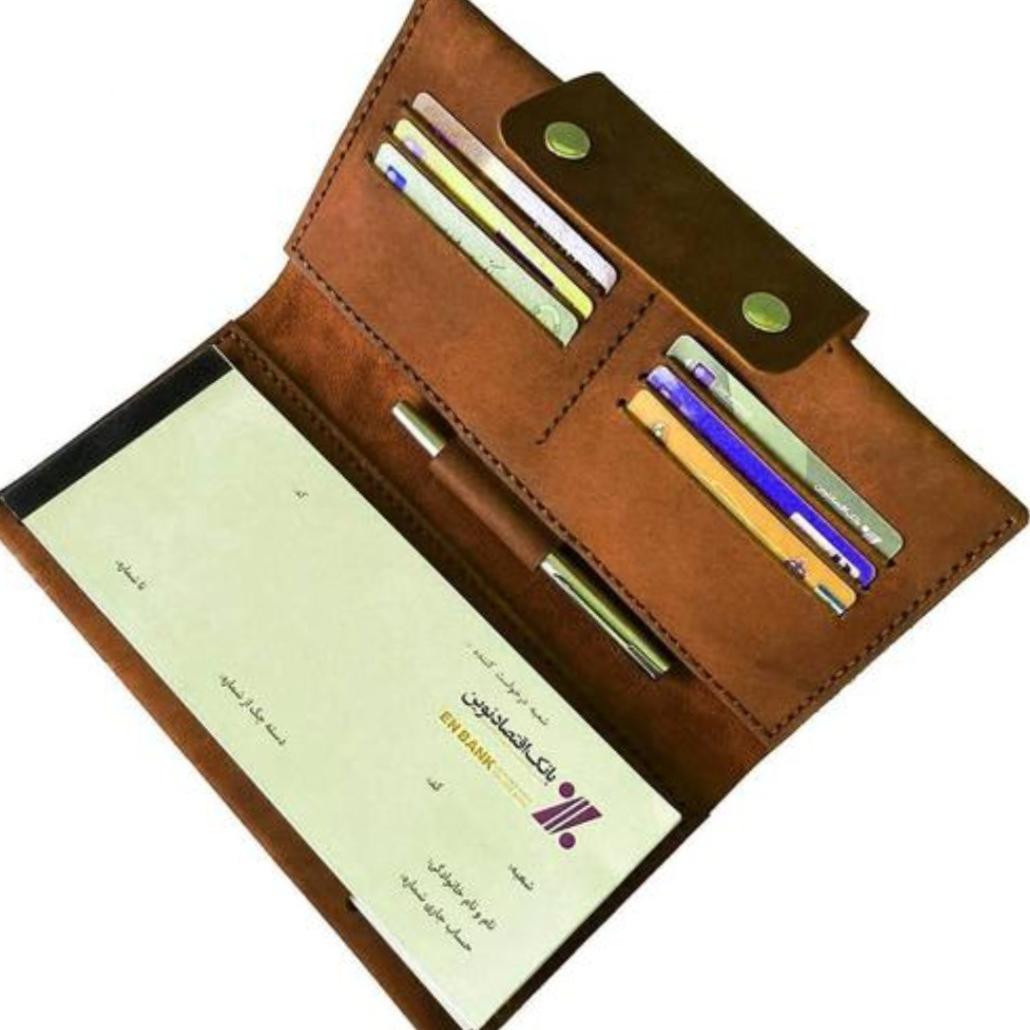 کیف دسته چک چرم طبیعی گاو