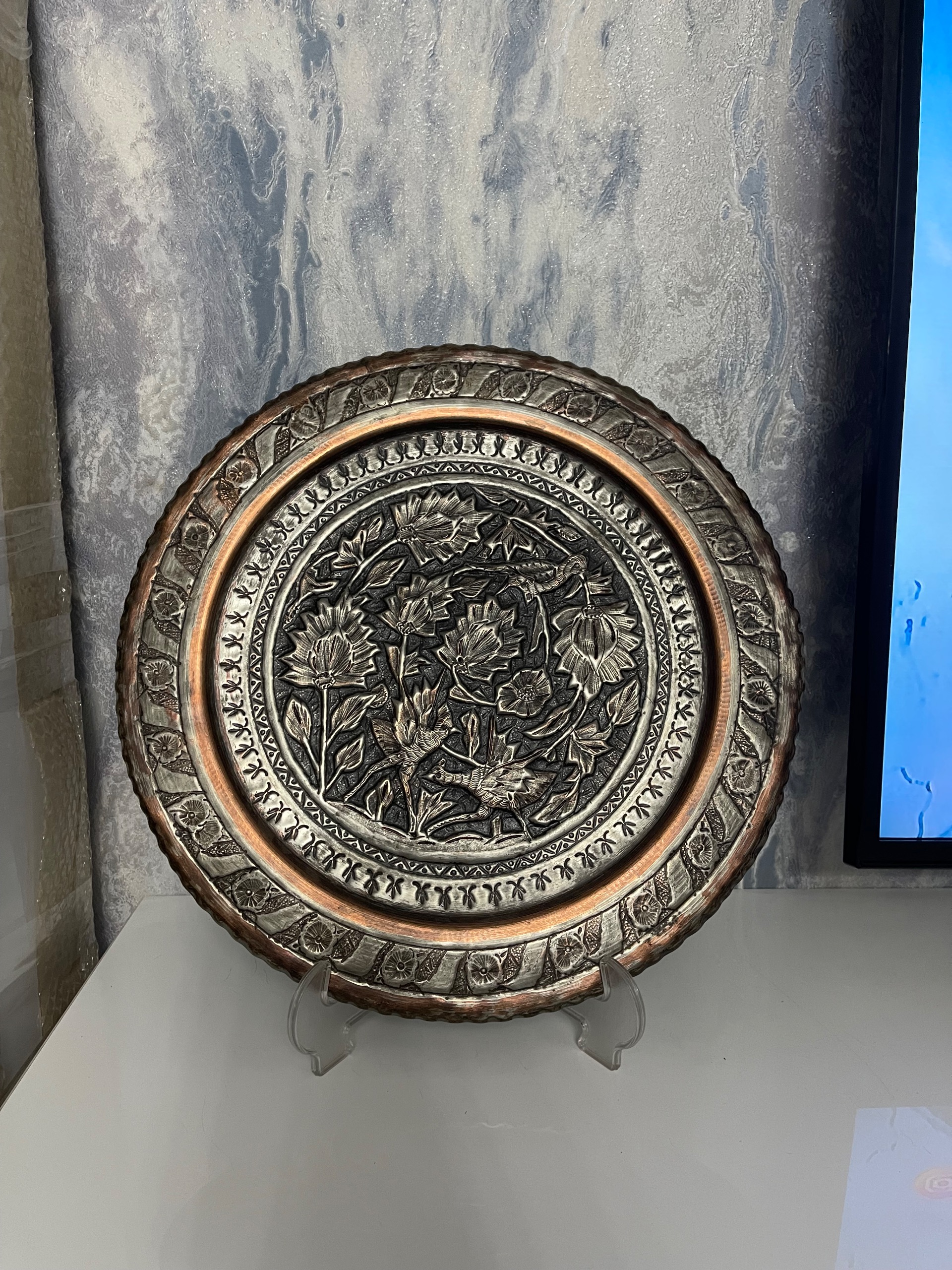 سینی مسی قلم دست قدیمی