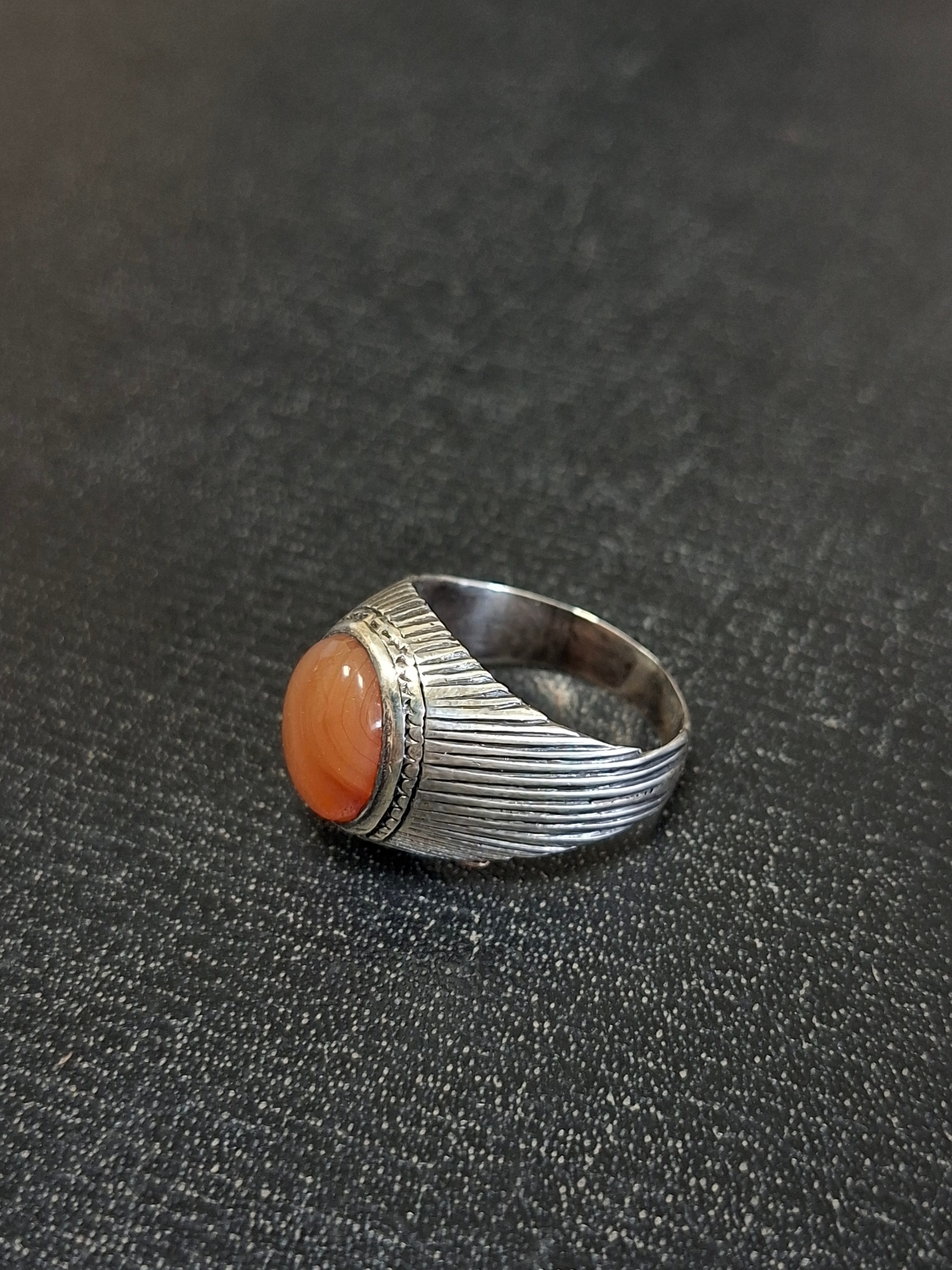 انگشتر نقره عقیق پرتقالی یمنی