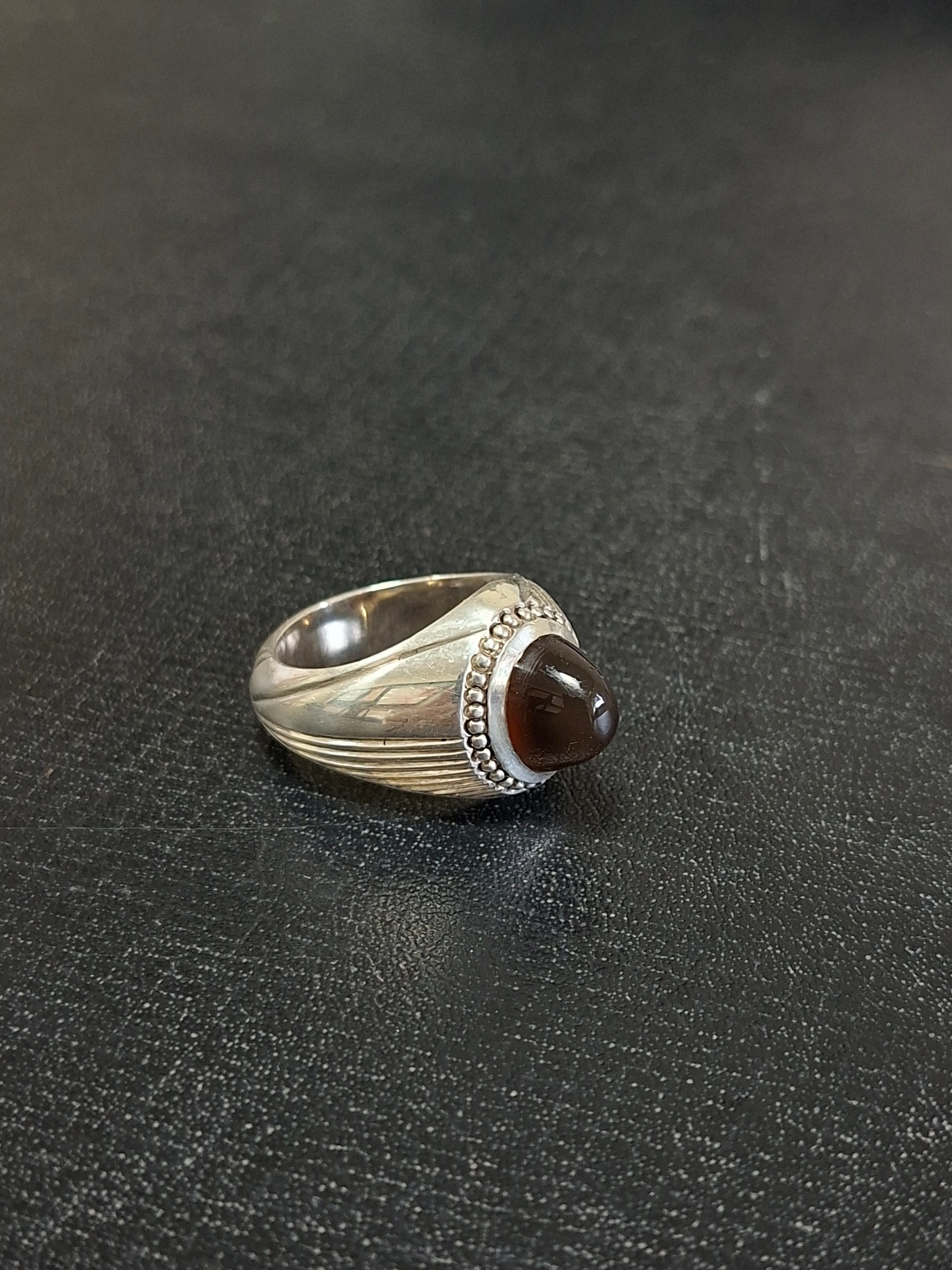 انگشتر نقره عقیق دو پوست خرمایی