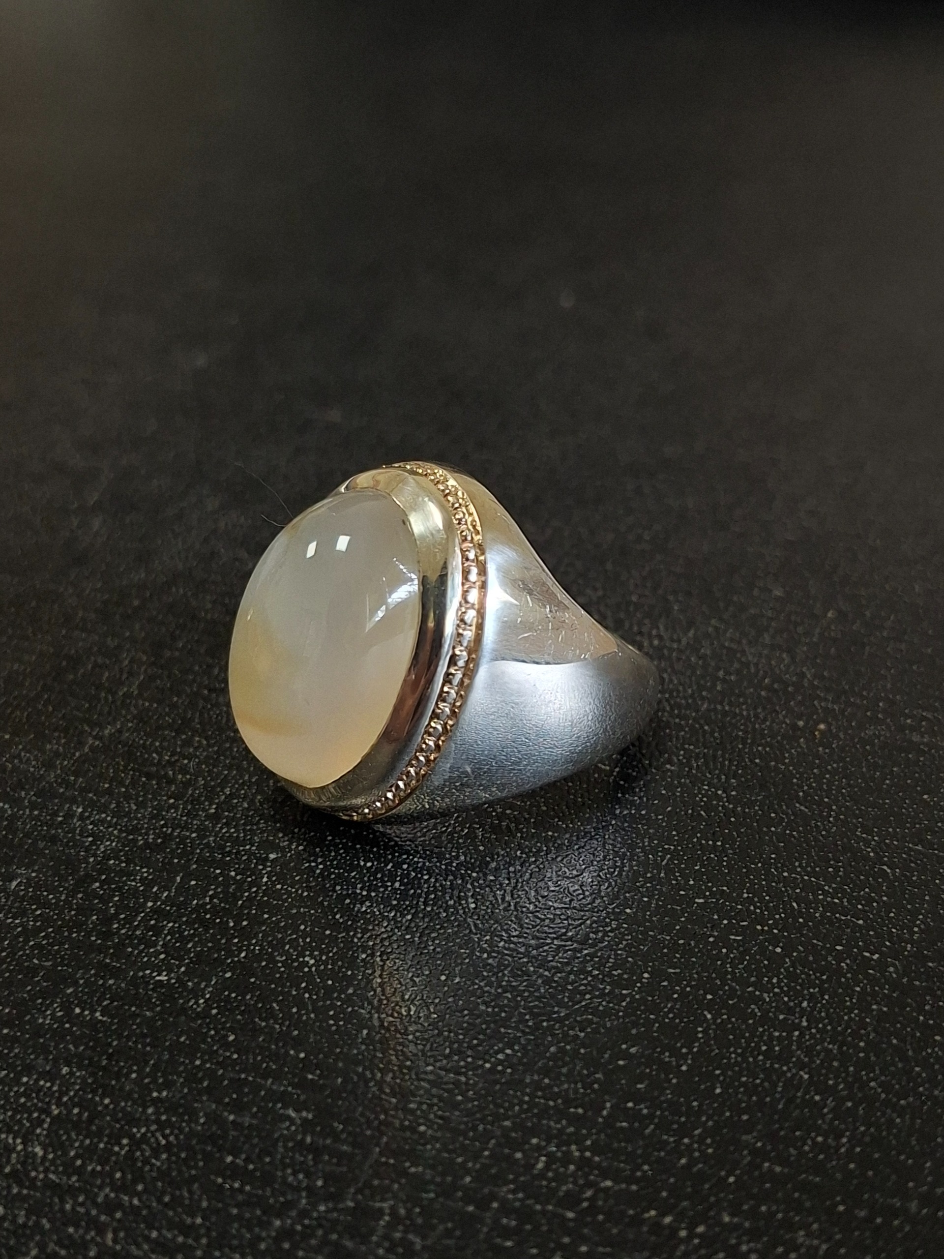 انگشتر نقره عقیق دودی معدنی