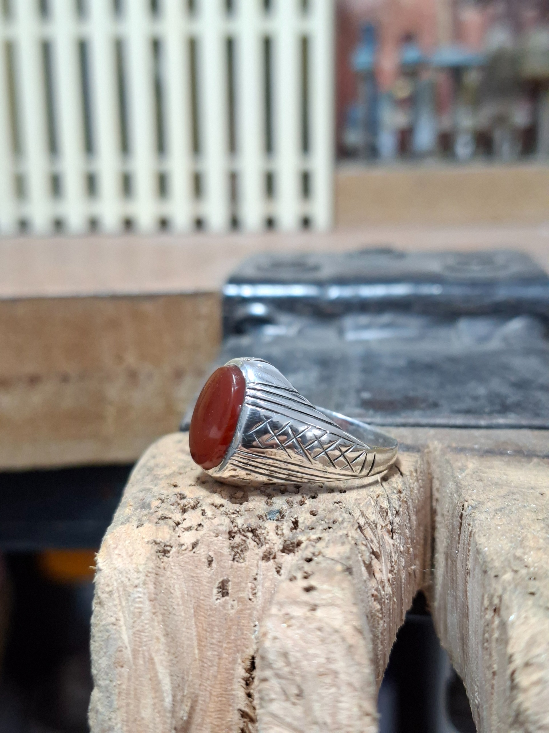 انگشتر کهنه عقیق رکاب فابریک