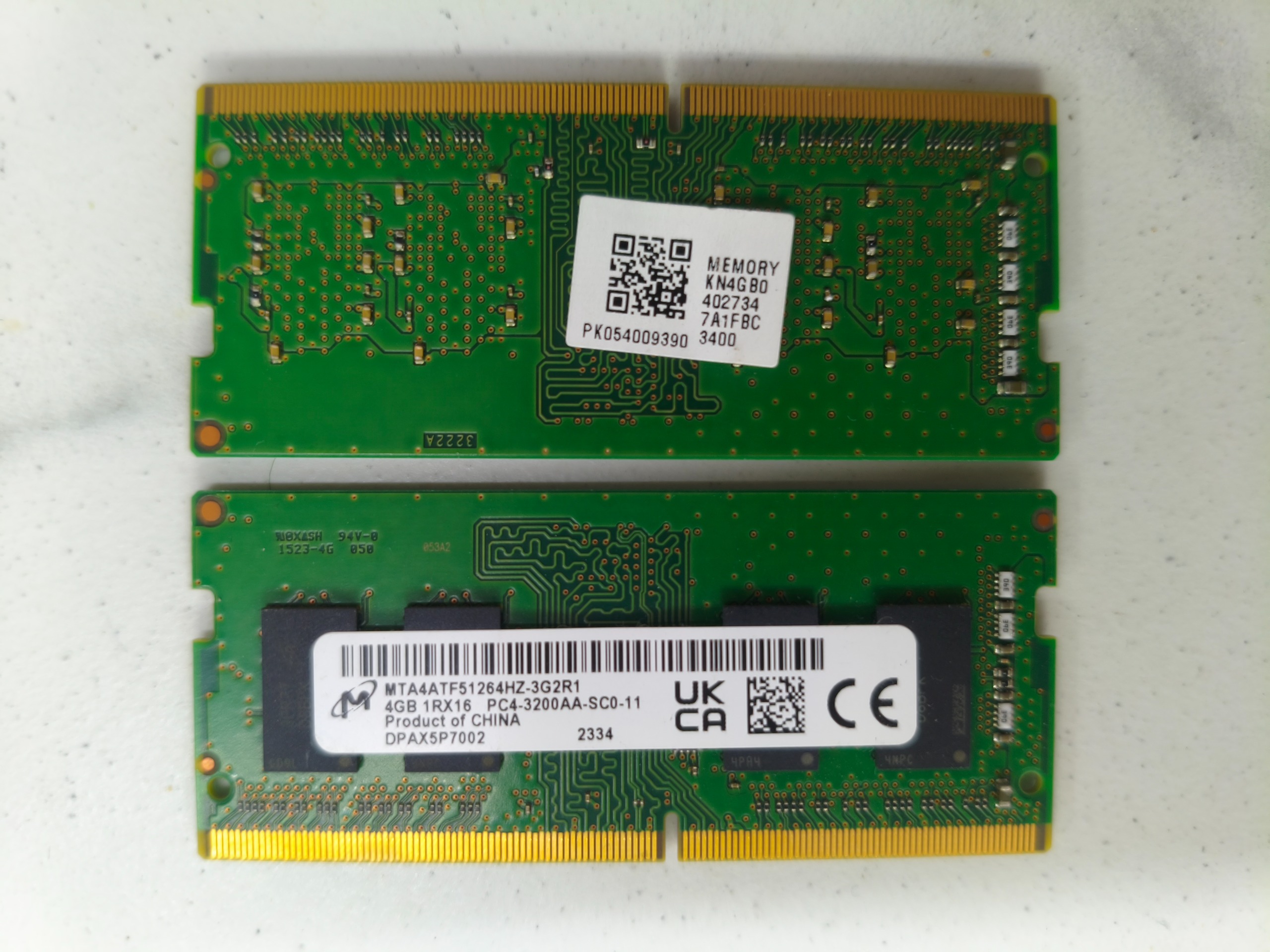 دو عدد رم لپ تاپ 4gb سرعت 3200 ddr4