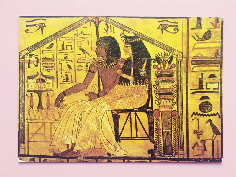 کارت پستال قدیمی با تصویر لوایح مقبره فراعنه مصر