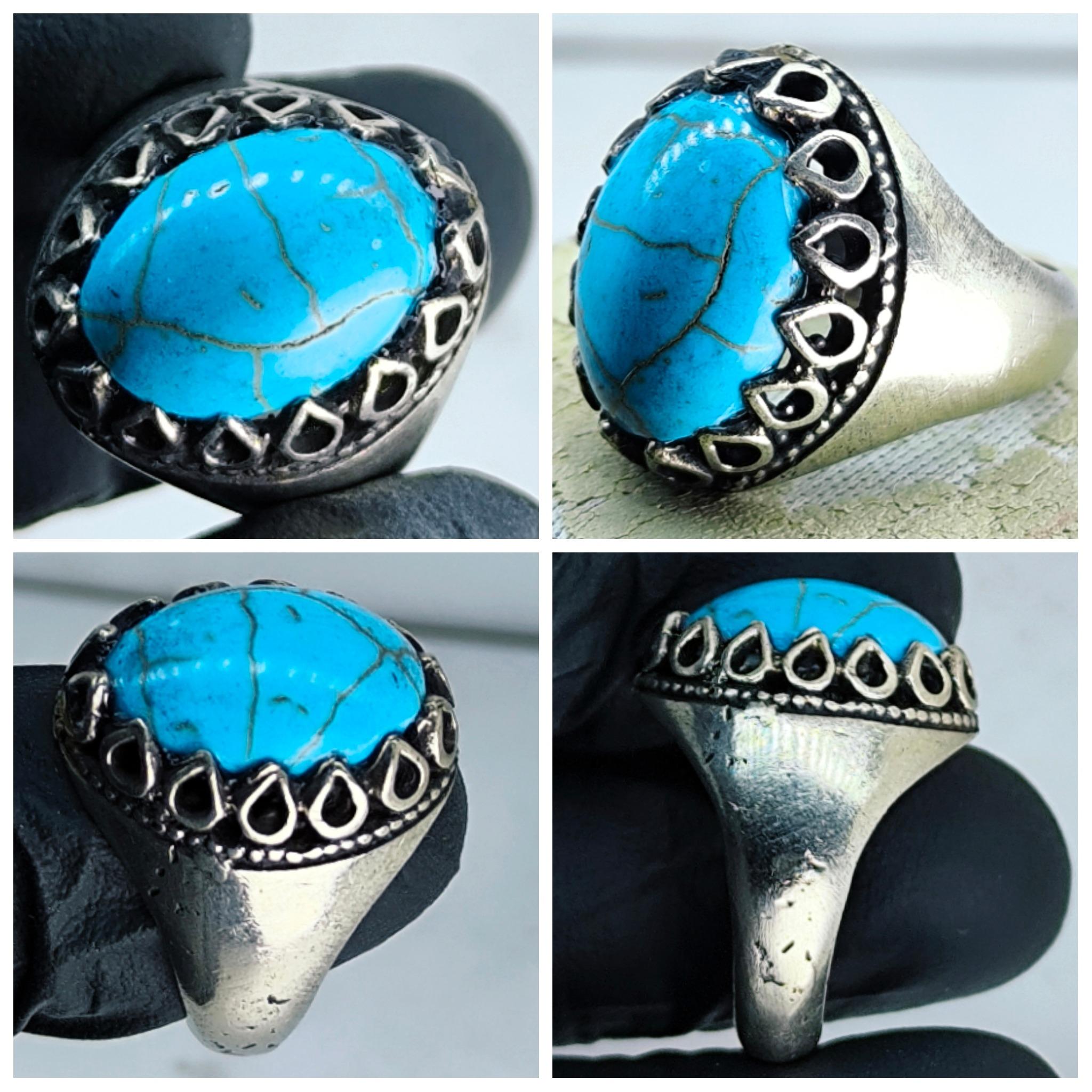 فیروزه ناب طلاکوب رگ دار رکاب فیلی جوندار نو