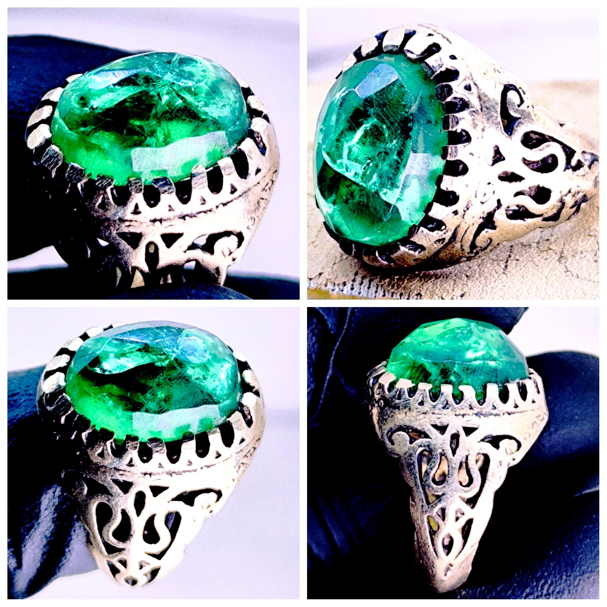 جواهرات 11قیراطی زمرد معدنی برزیل رکاب نقره