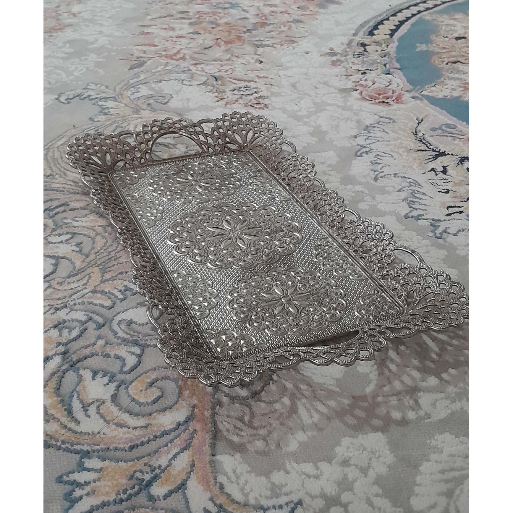 سینی نقره ای آسنان ترکیه ای پایه داراصل