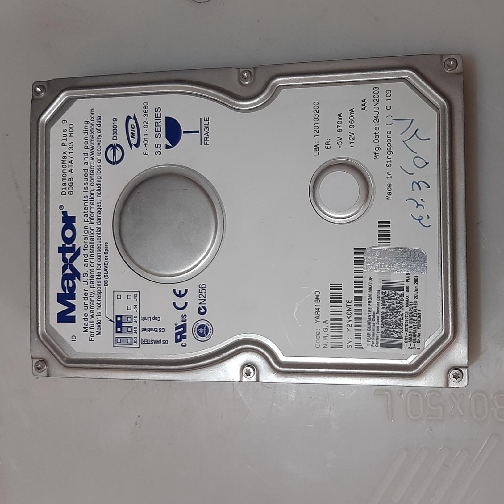 هارد MAXTOR ظرفیت 60 گیگ