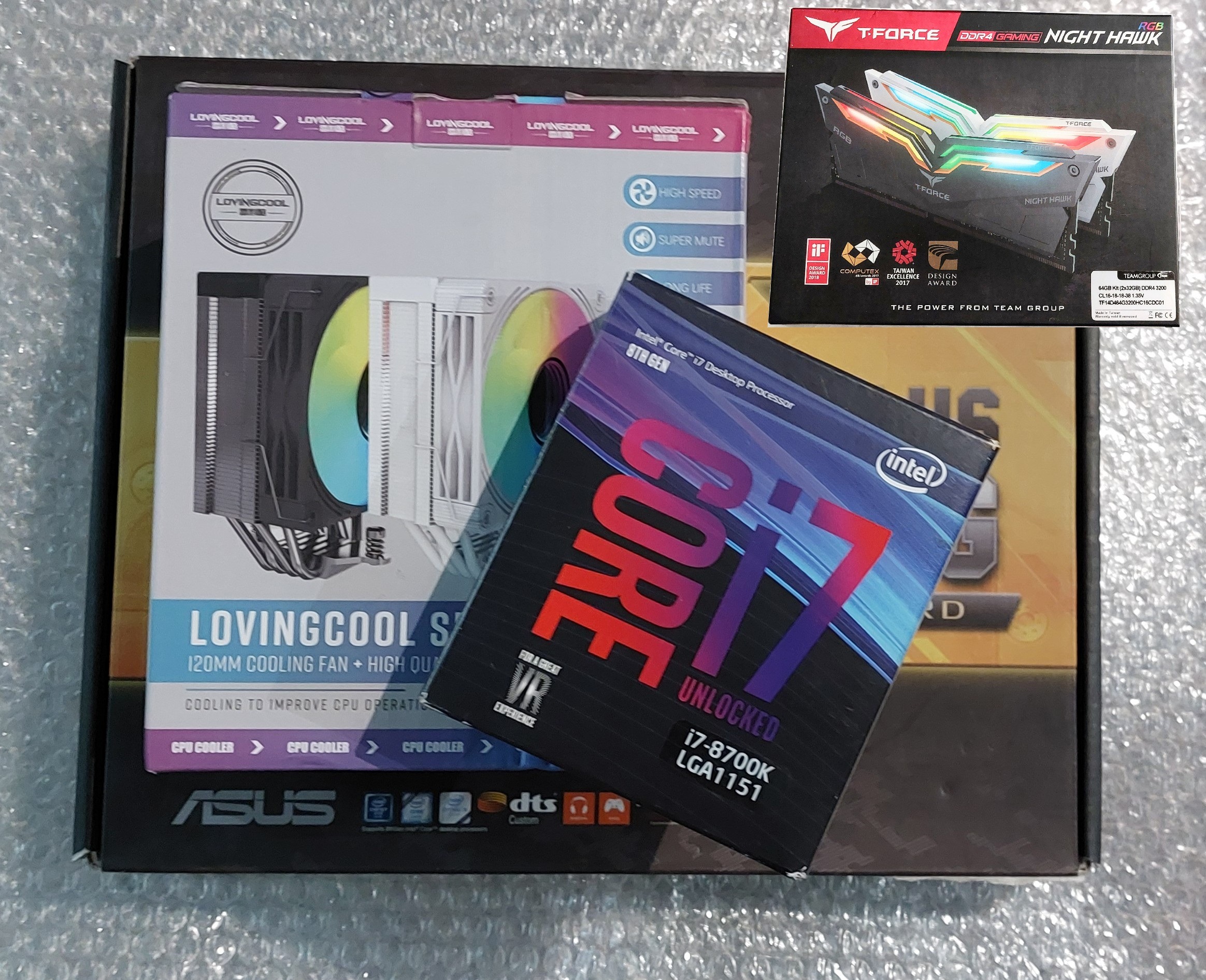 باندل TUF,i7 8700k,رم 128گیگ,هیت سینک(توضیحات)