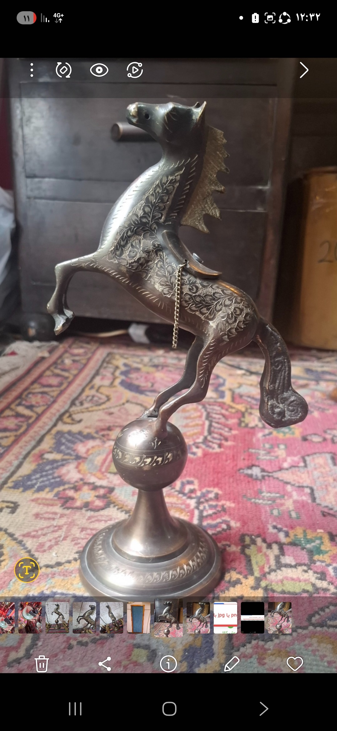 مجسمه برنجی قلم کاری قدیمی بدون ایراد