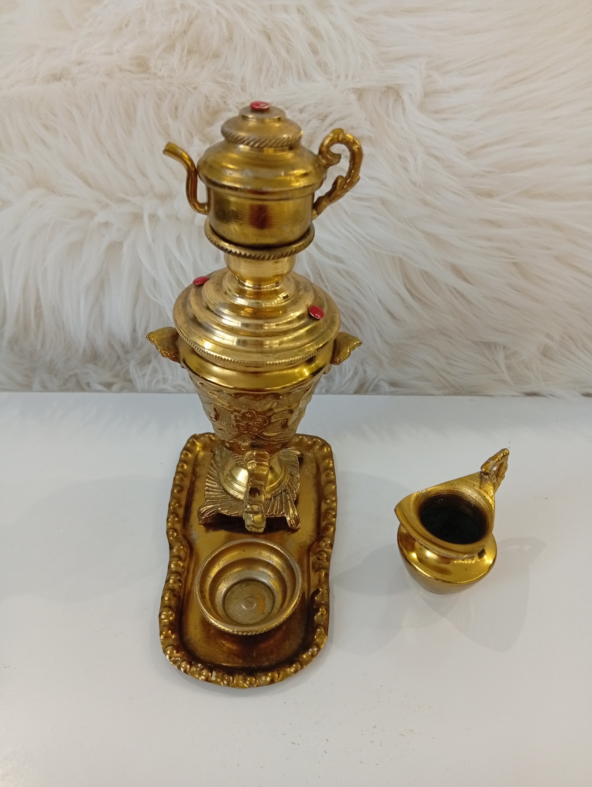 ست سماور کوچک برنجی قلم زنی شده