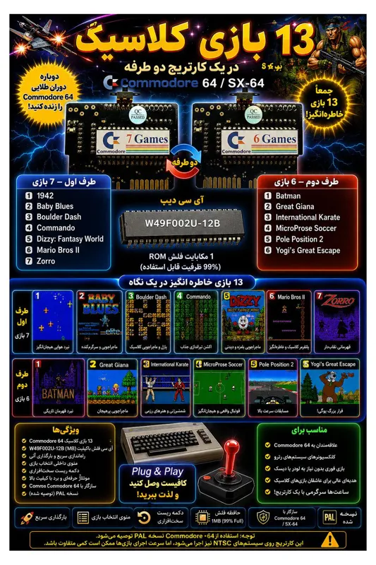 13 بازی بسیار جذاب بر روی1کارتریج کمودور 64 SX64