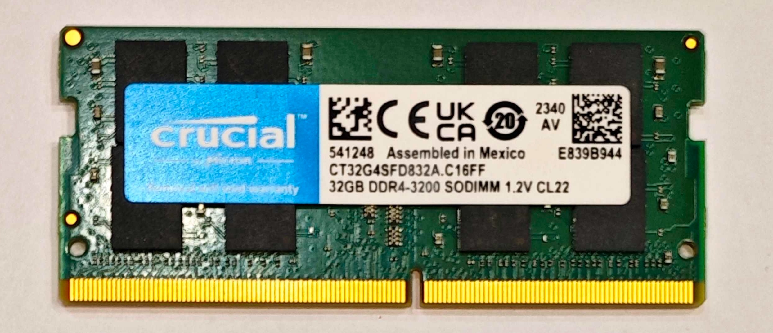 رم لپ تاپ کروشیالDDR4 ظرفیت 32 گیگ فرکانس 3200