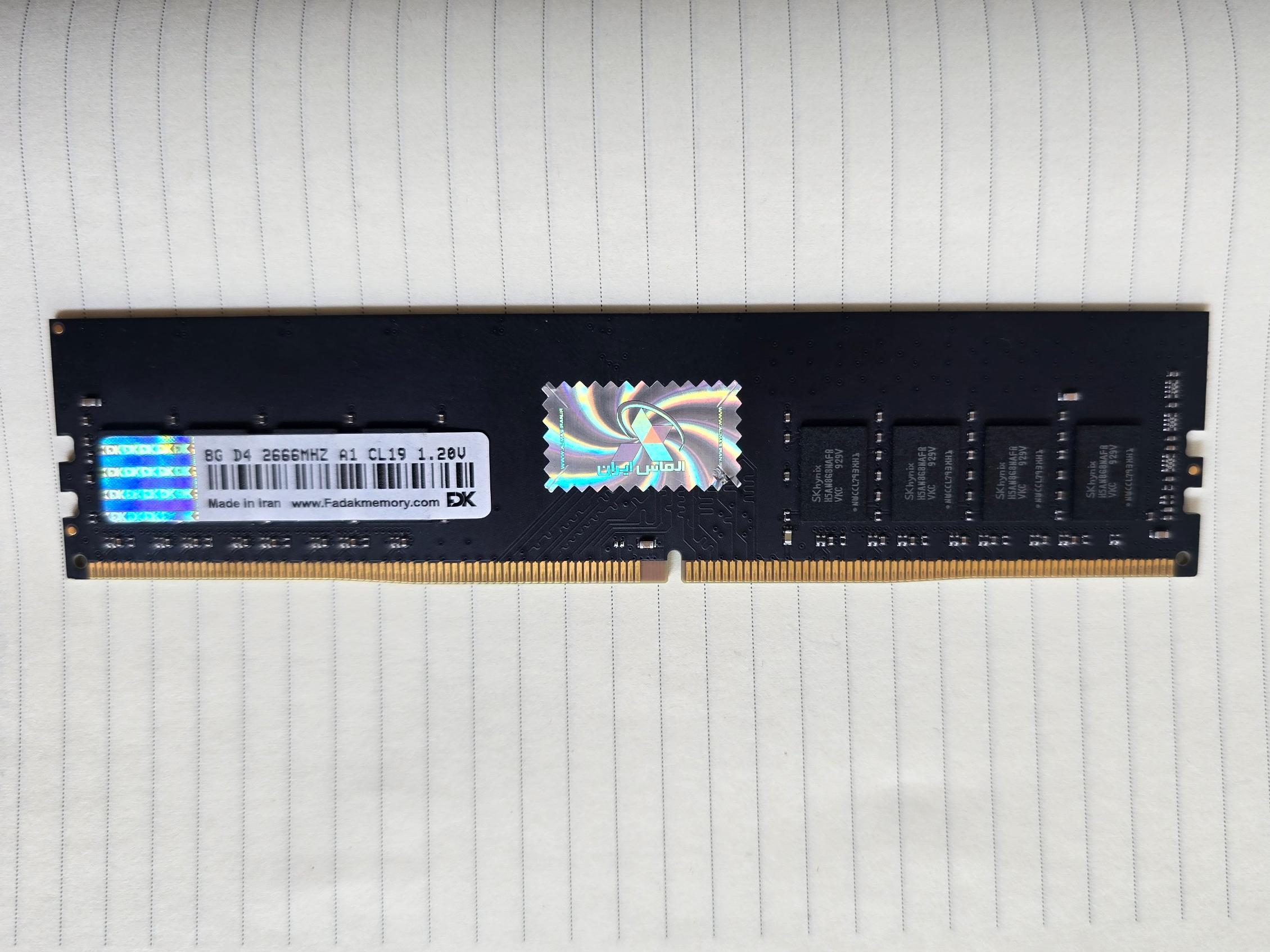 8 گیگ رم ddr4 باس 2666 مگاهرتز فدک