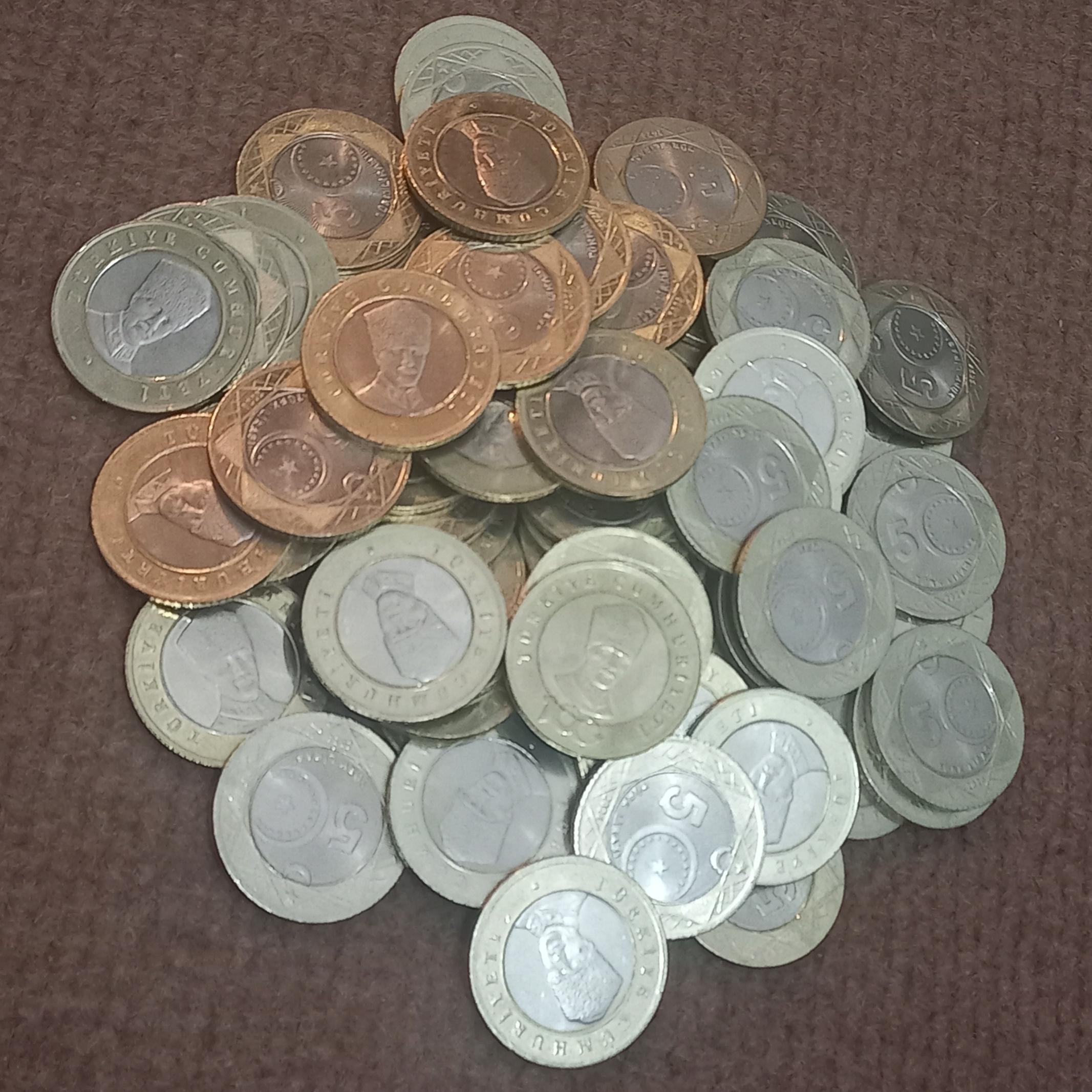 50 عدد سکه 5 لیر آتاتورک ترکیه