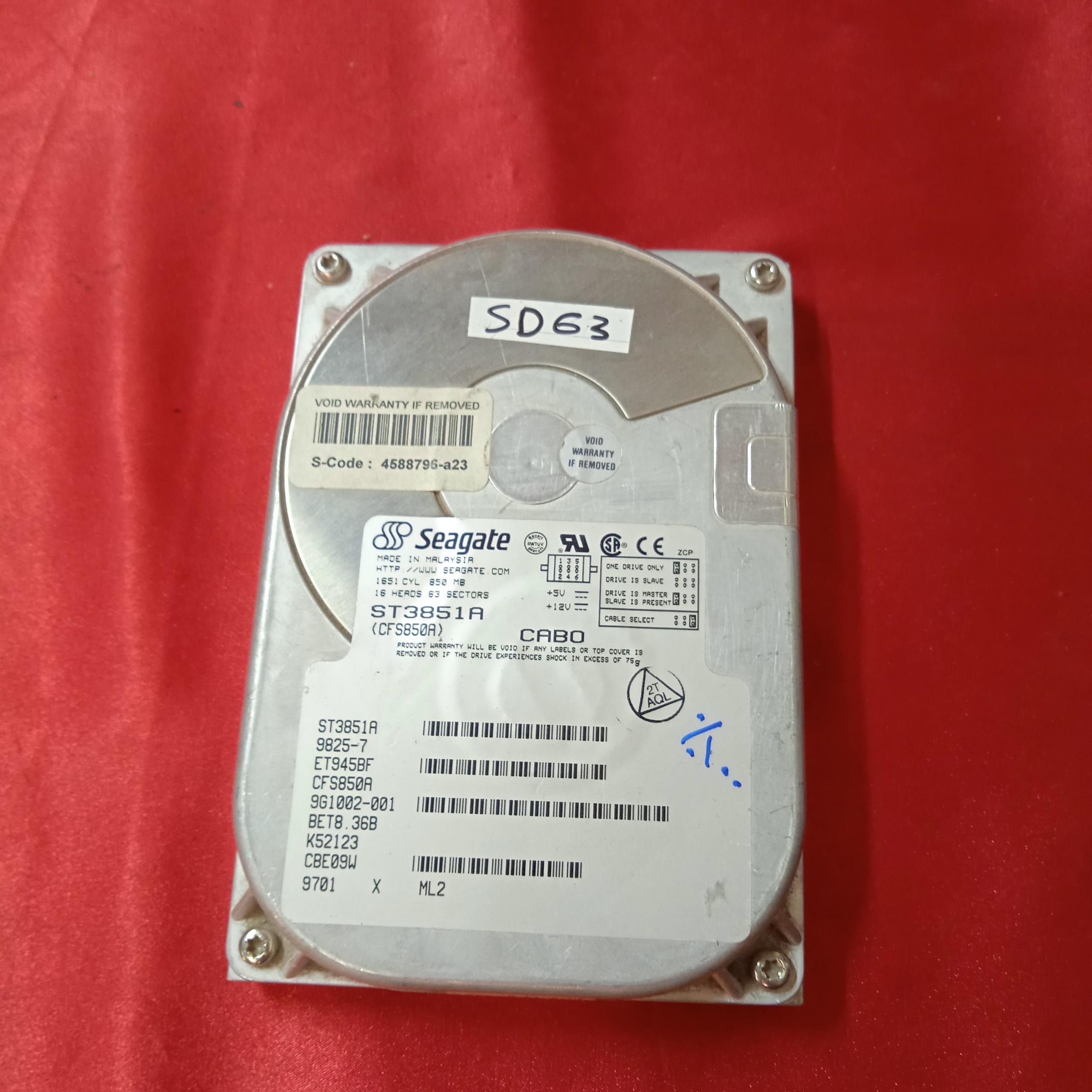 هاردSeagate ST3851A 850MBکدSD63